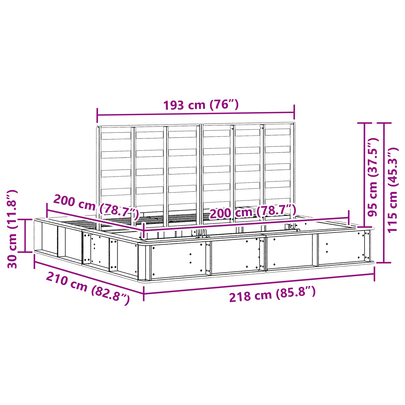 Sengestamme Vokset Brun 200 x 200 cm Massiv furu