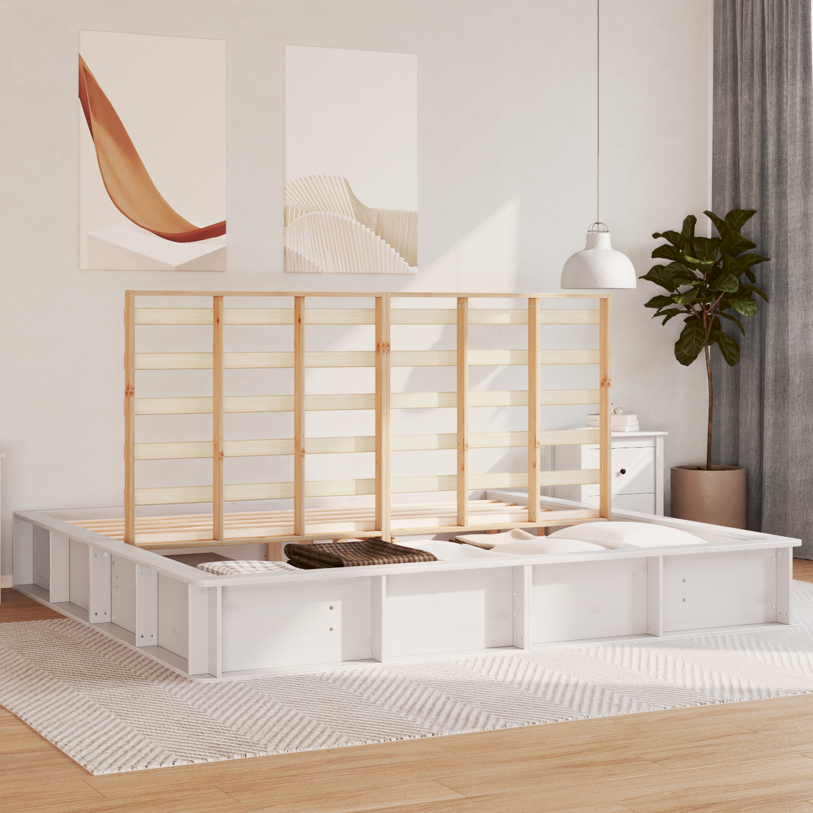 Sengestamme Hvit 180 x 200 cm Massiv furu