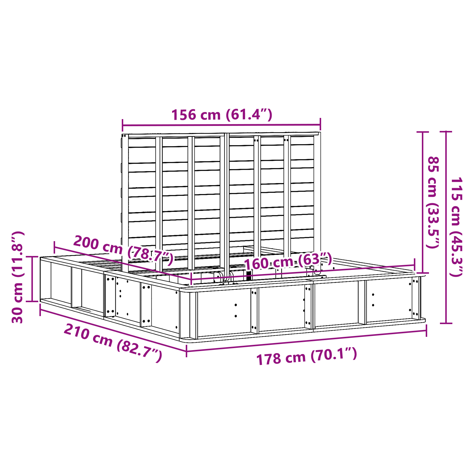 Sengestamme Brun 160 x 200 cm Massiv furu