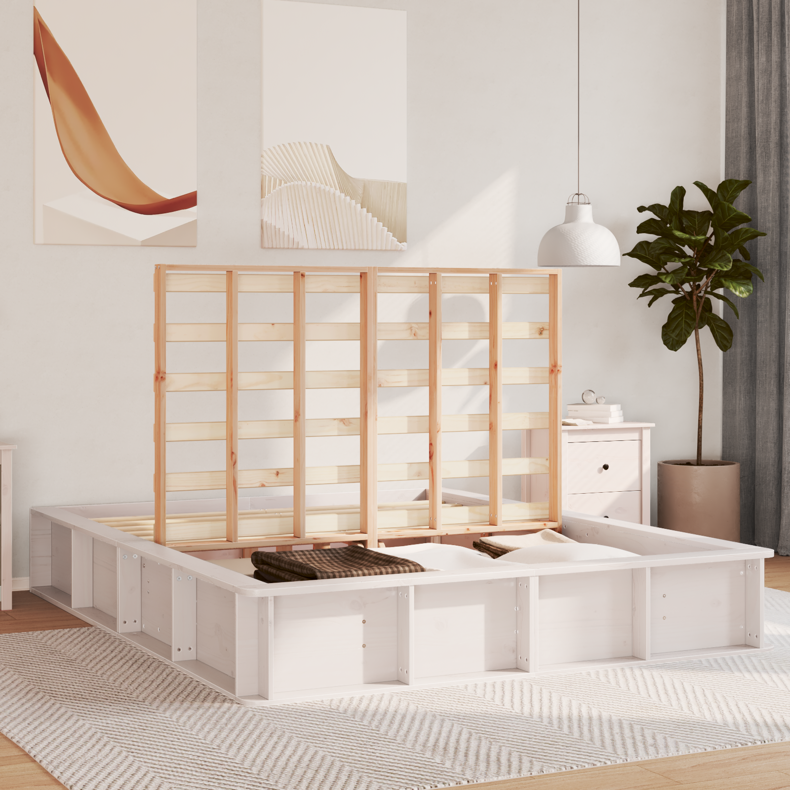 Sengestamme Hvit 160 x 200 cm Massiv furu