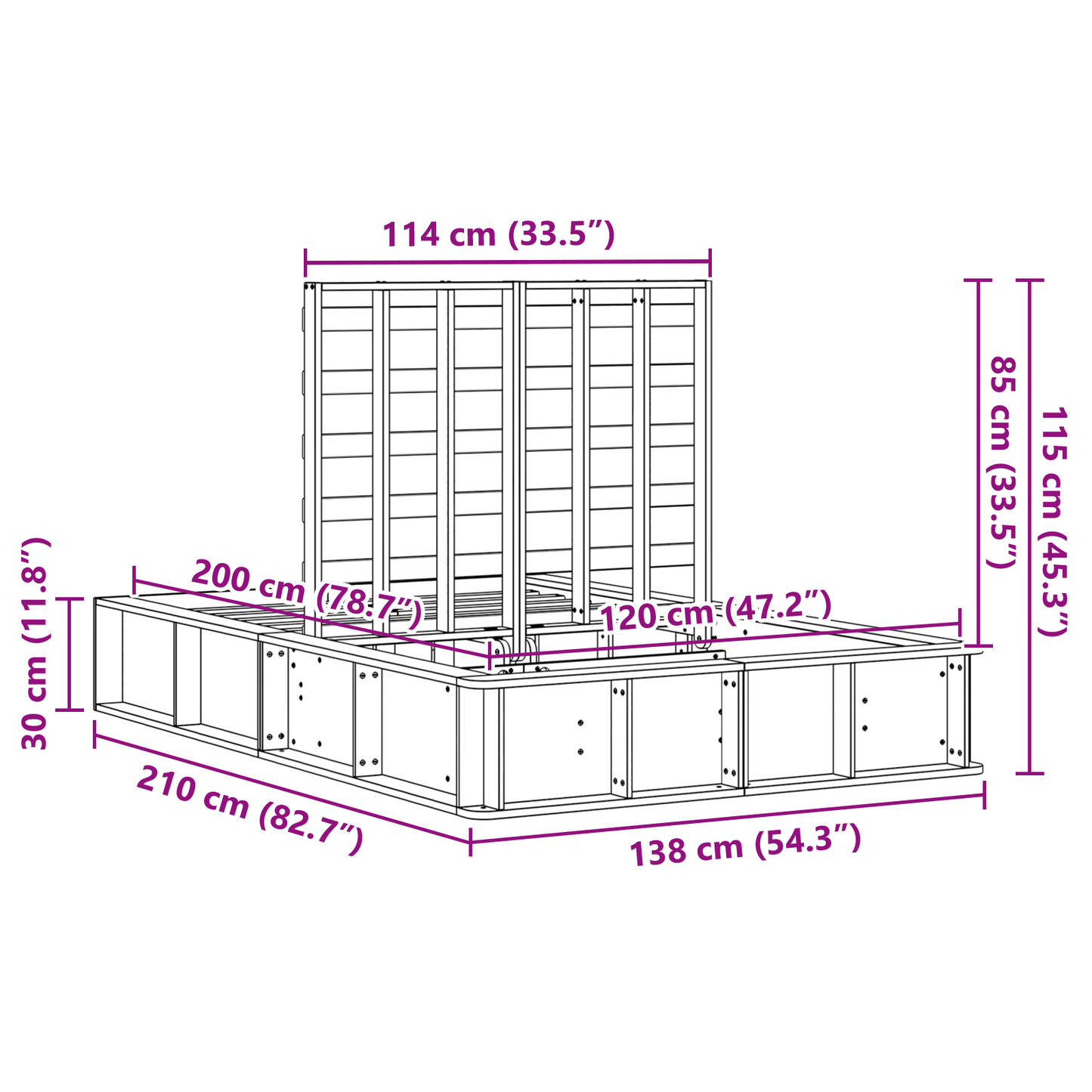 Sengestamme Brun 120 x 200 cm Massiv furu