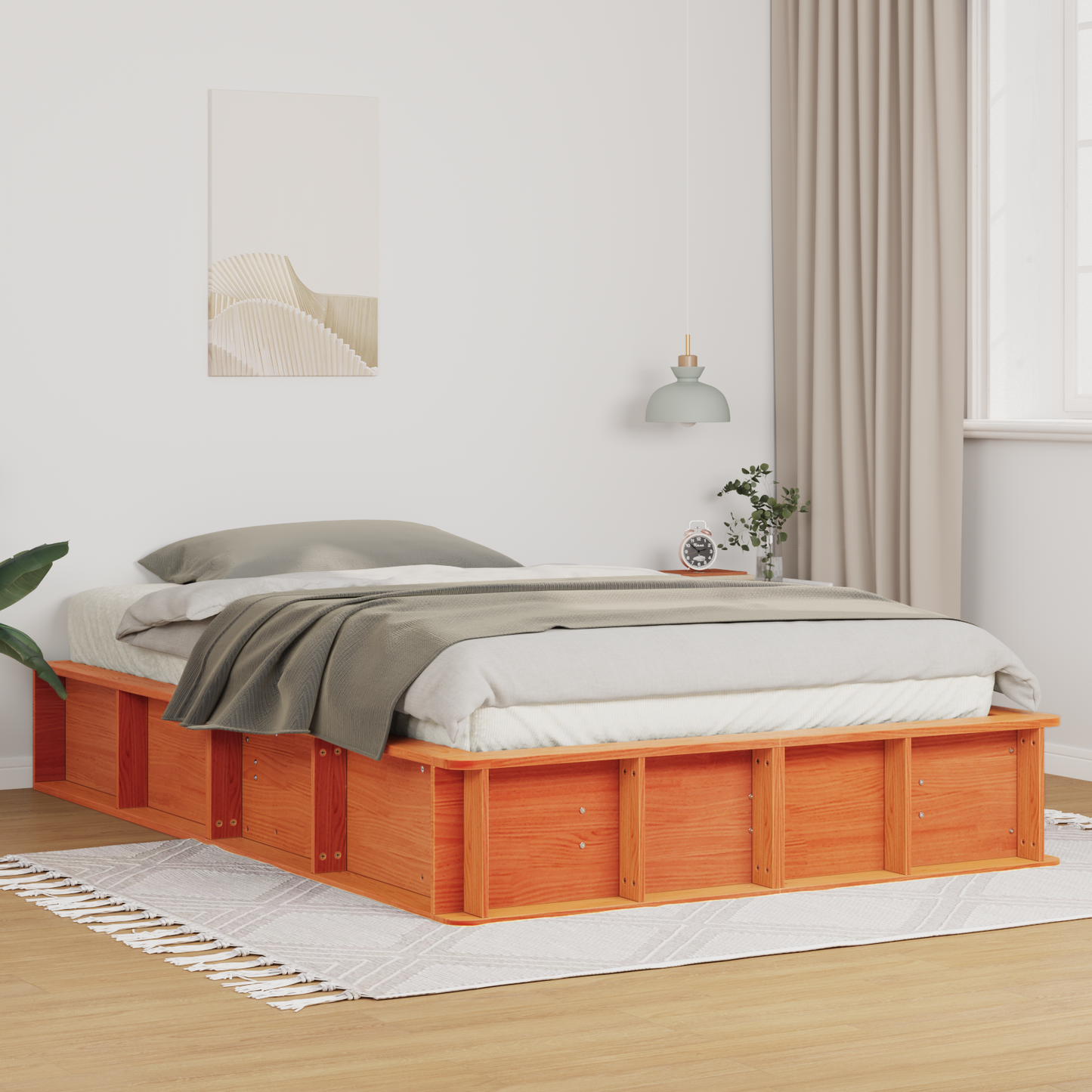 Sengestamme Vokset Brun 140 x 190 cm Massiv furu