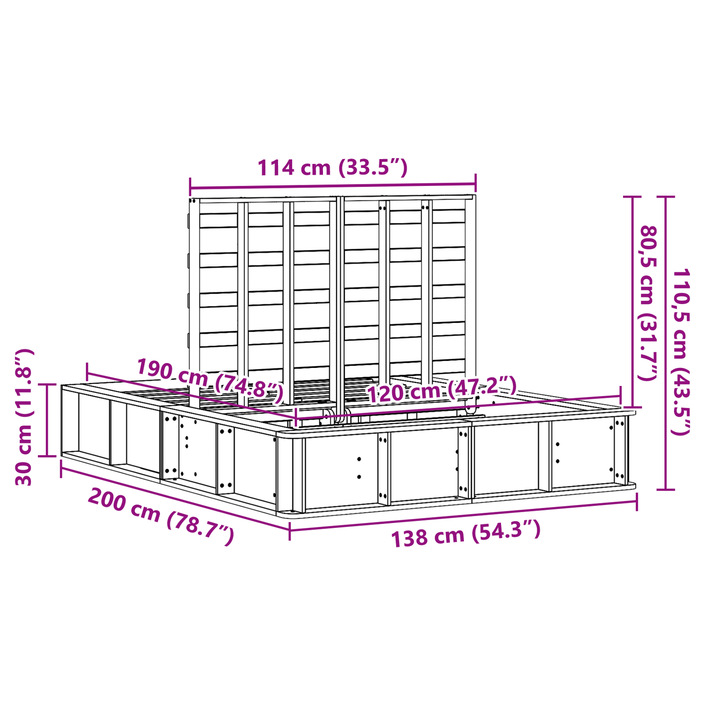 Sengestamme Vokset Brun 120 x 190 cm Massiv furu