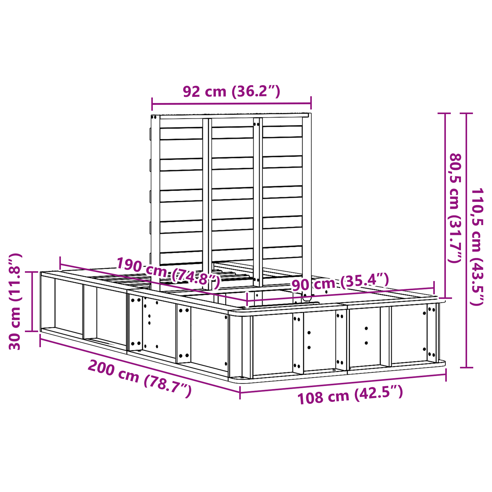 Sengestamme Brun 90 x 190 cm Massiv furu