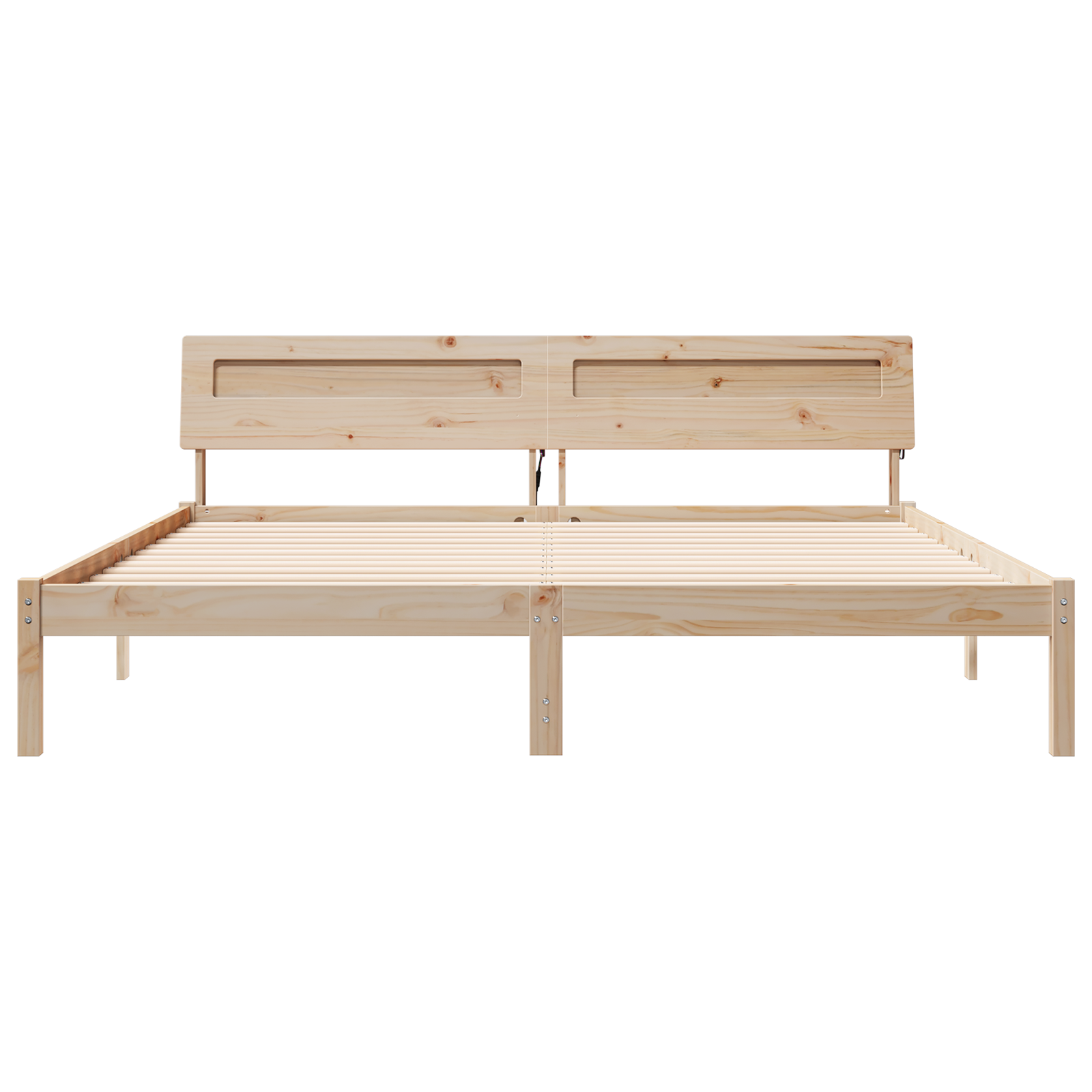 Sengestamme med hodegjerde Brun 200 x 200 cm Massiv furu