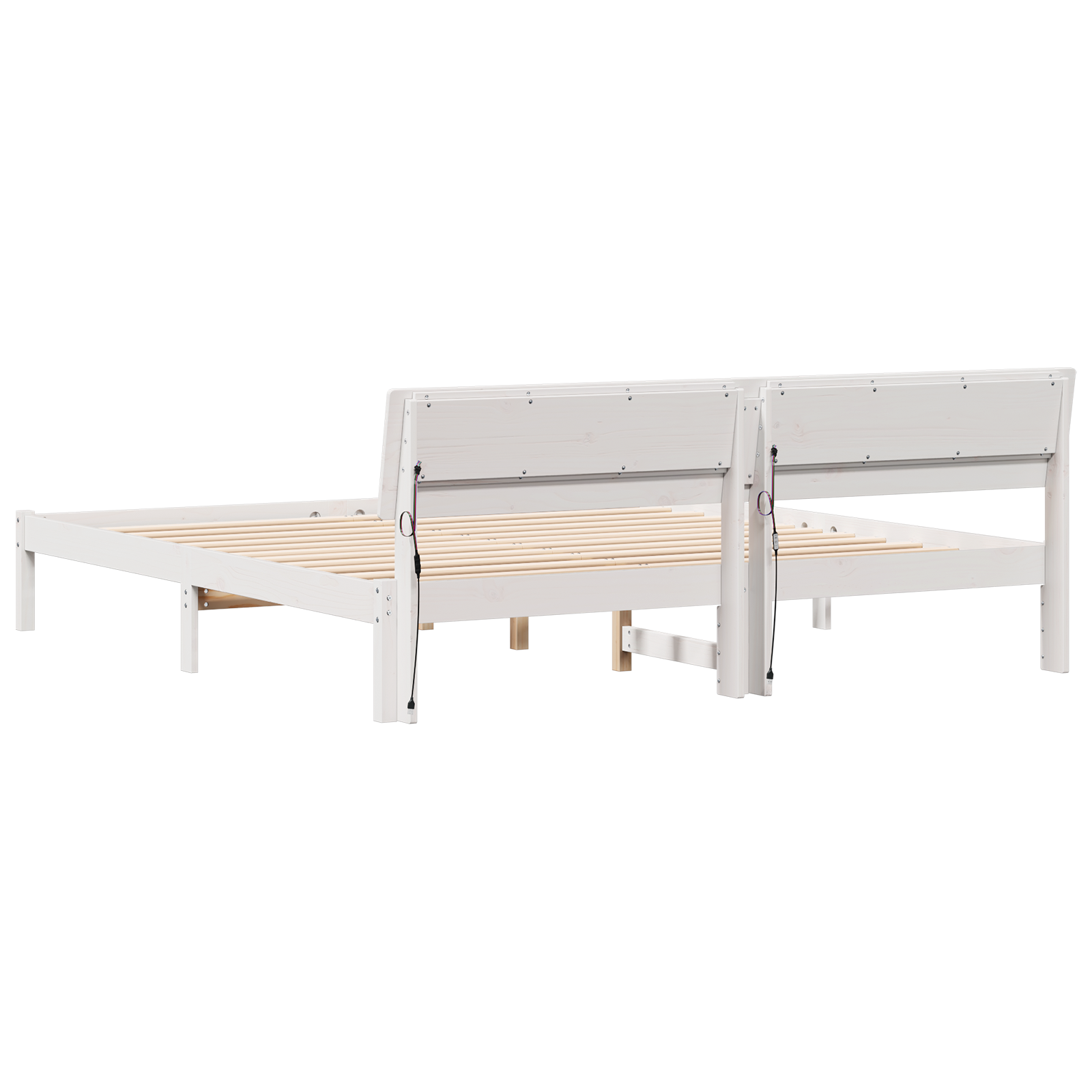 Sengestamme med hodegjerde Hvit 200 x 200 cm Massiv furu