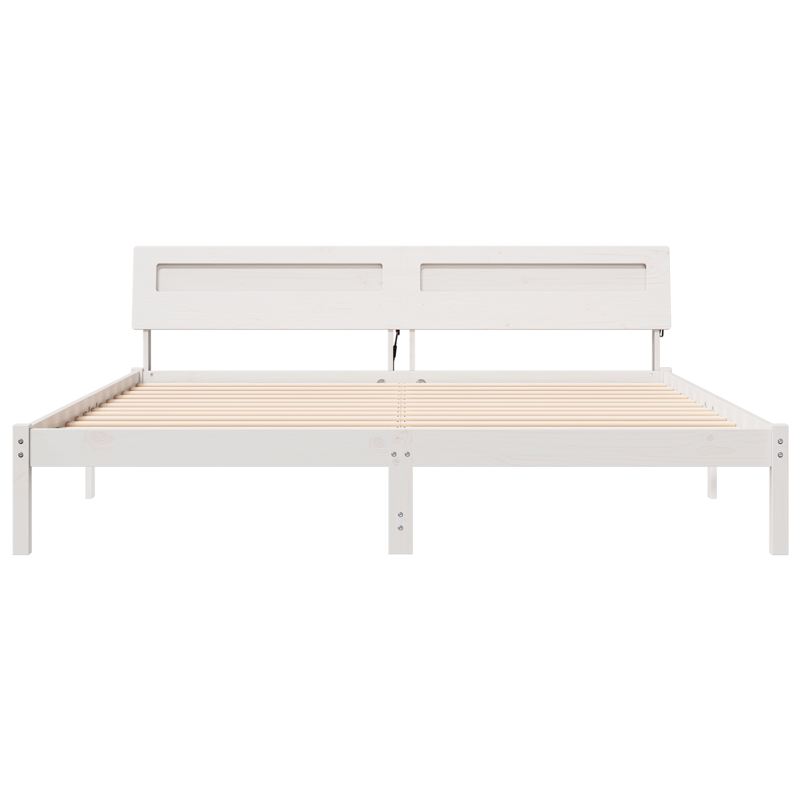 Sengestamme med hodegjerde Hvit 200 x 200 cm Massiv furu