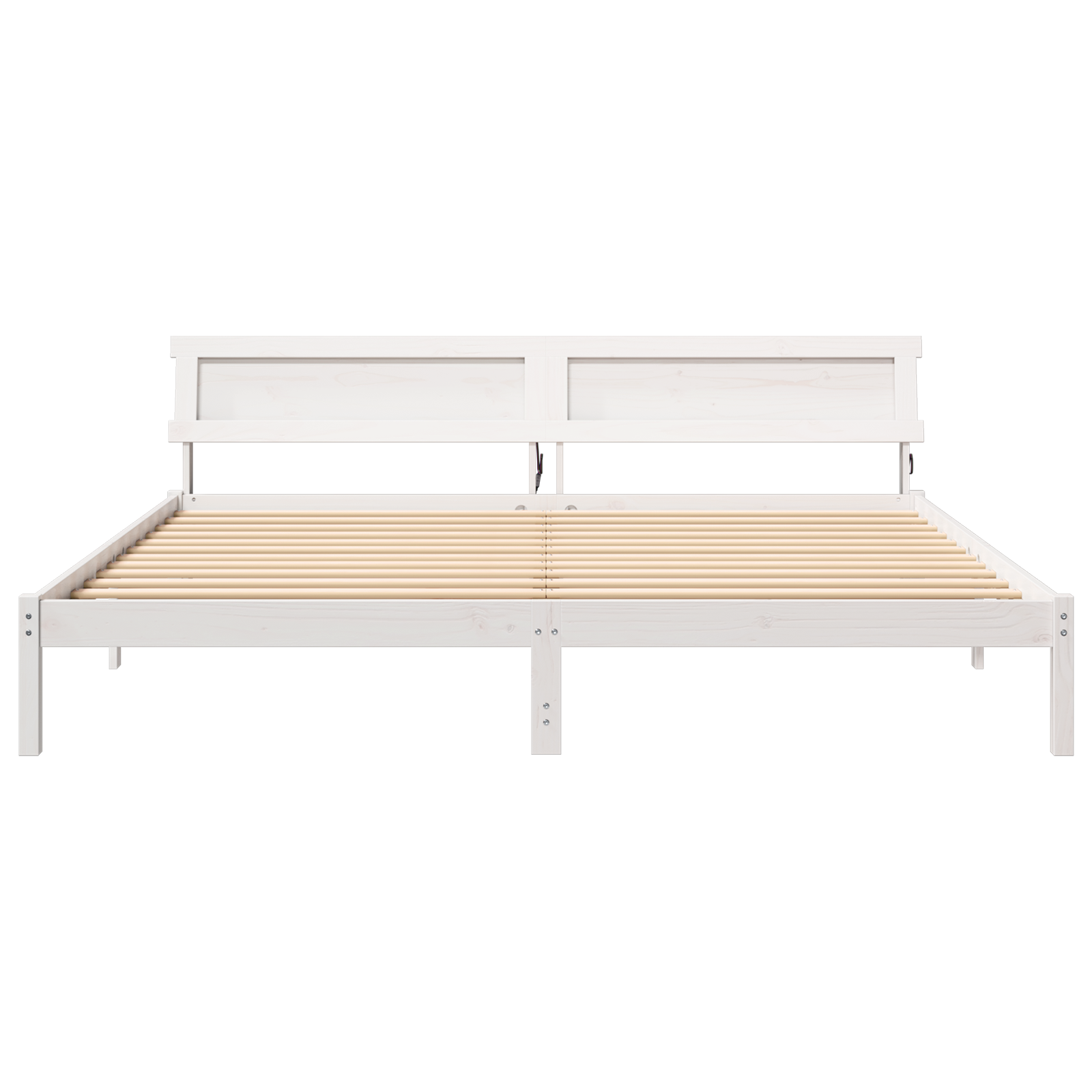 Sengestamme med hodegjerde Hvit 200 x 200 cm Massiv furu