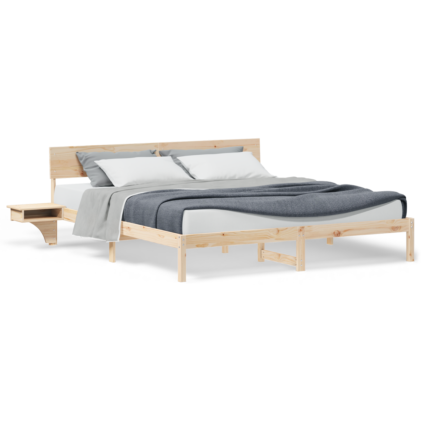 Sengestamme med hodegjerde Brun 200 x 200 cm Massiv furu
