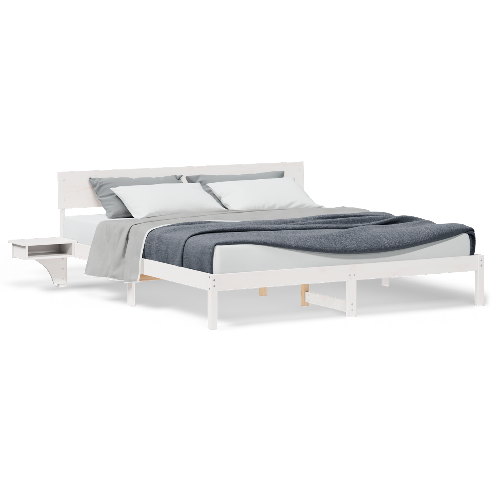 Sengestamme med hodegjerde Hvit 200 x 200 cm Massiv furu