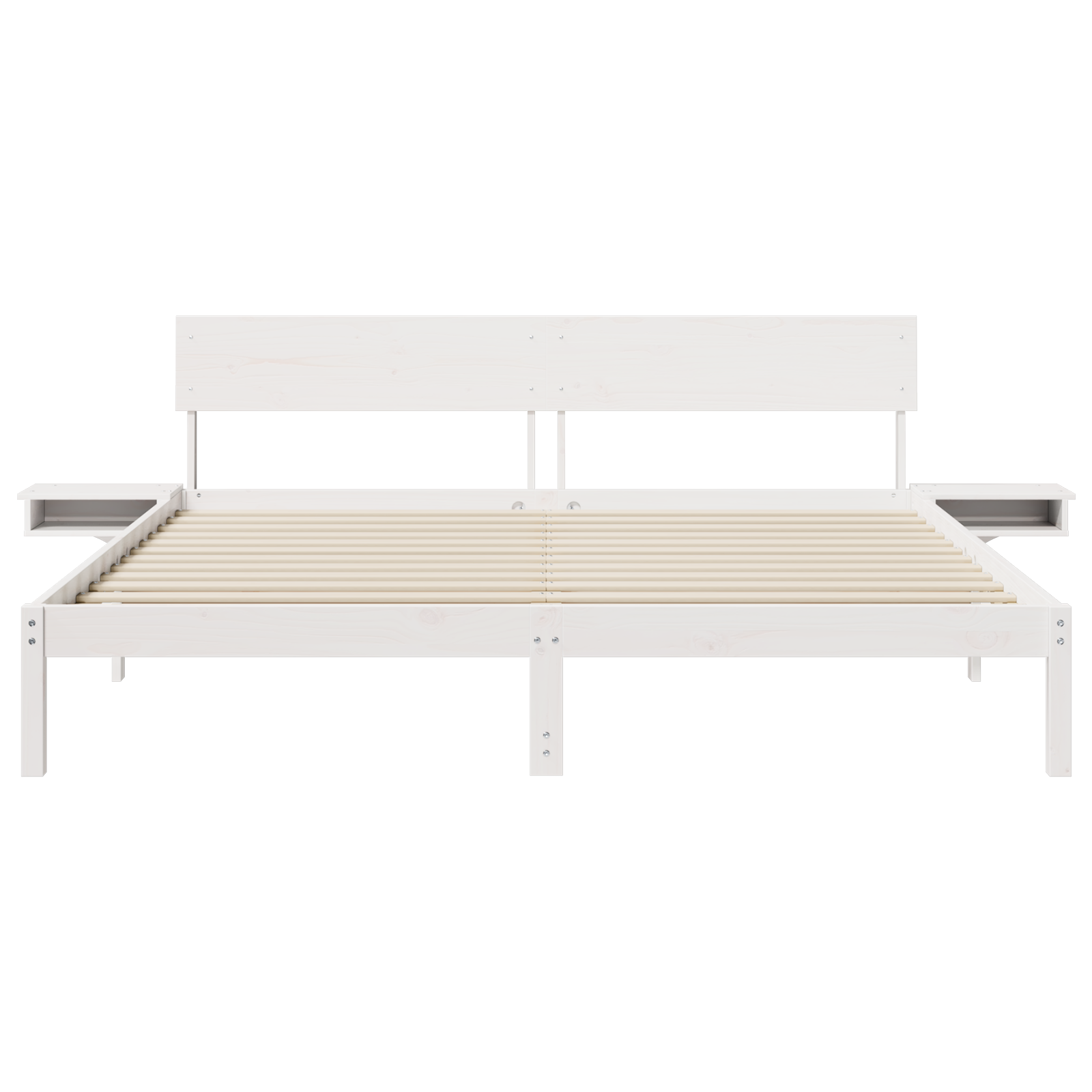 Sengestamme med hodegjerde Hvit 200 x 200 cm Massiv furu