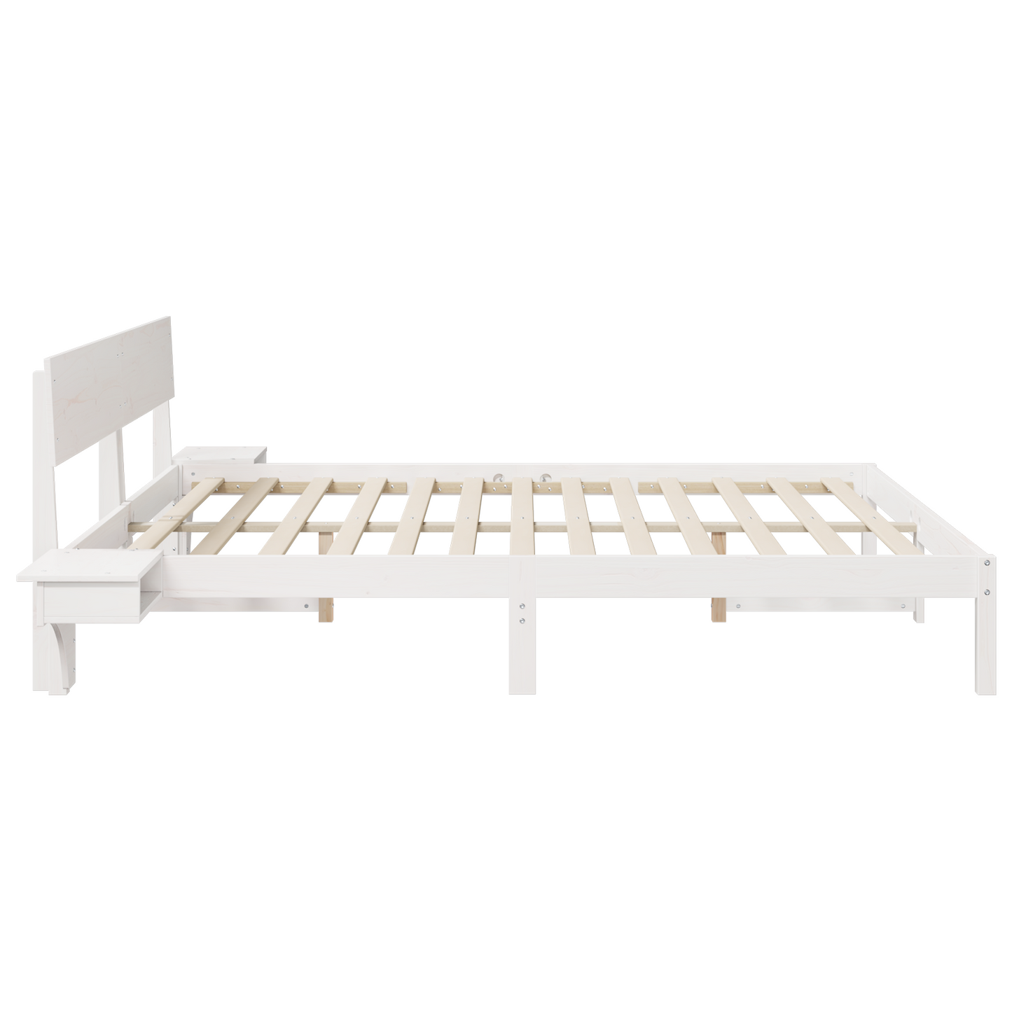 Sengestamme med hodegjerde Hvit 200 x 200 cm Massiv furu