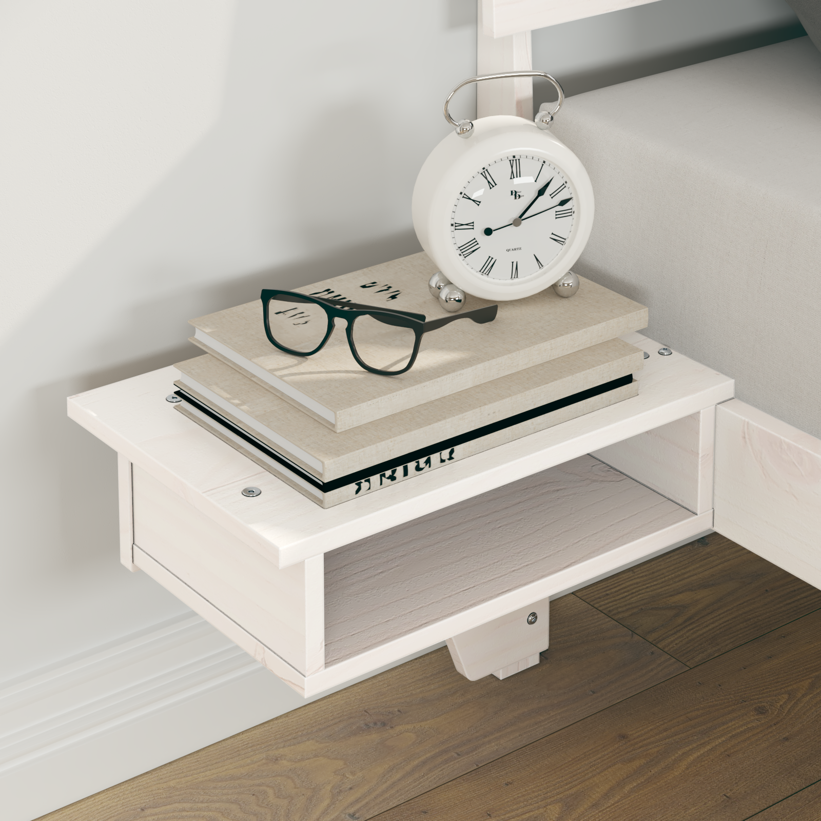 Sengestamme med hodegjerde Hvit 200 x 200 cm Massiv furu