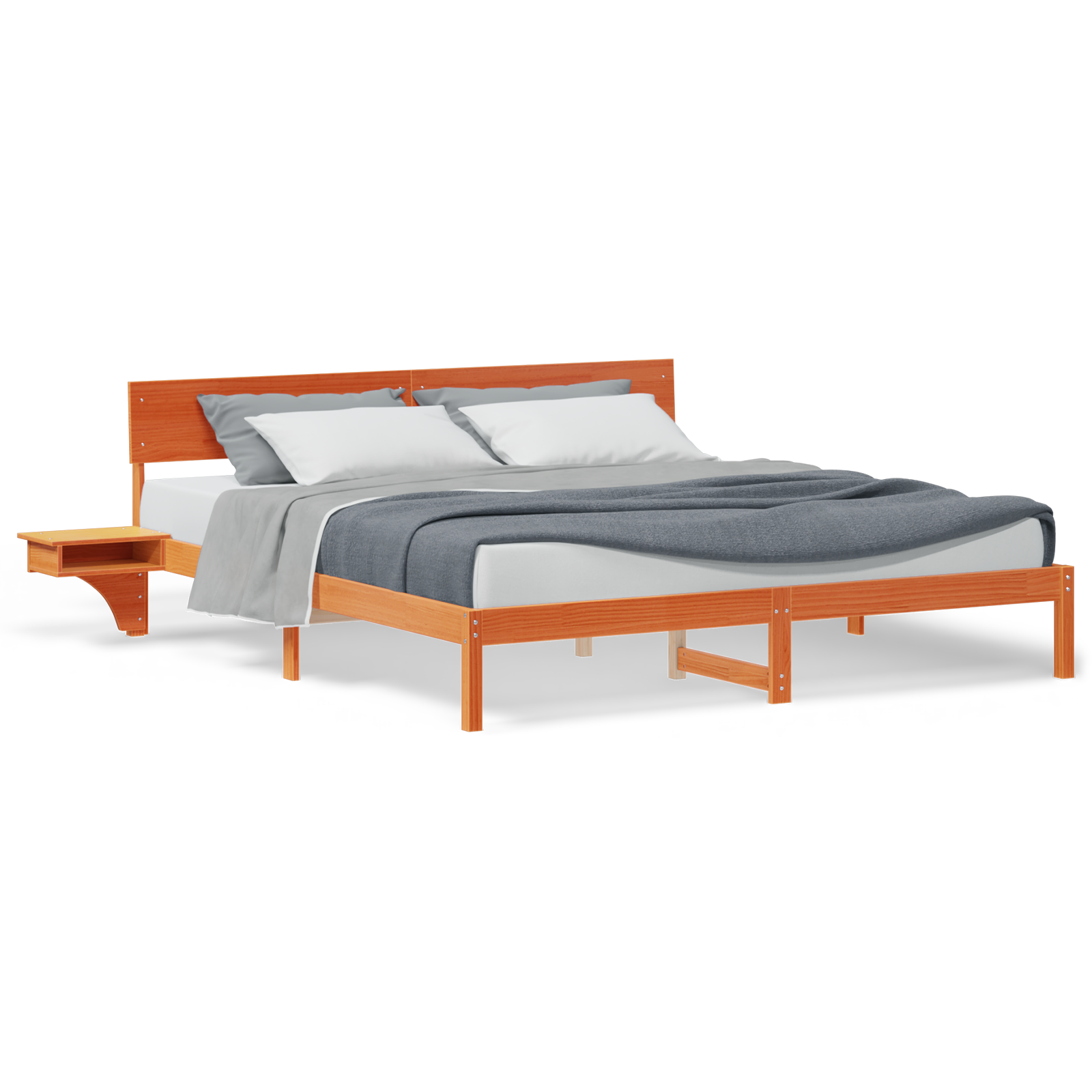 Sengestamme med hodegjerde Vokset Brun 200 x 200 cm Massiv furu