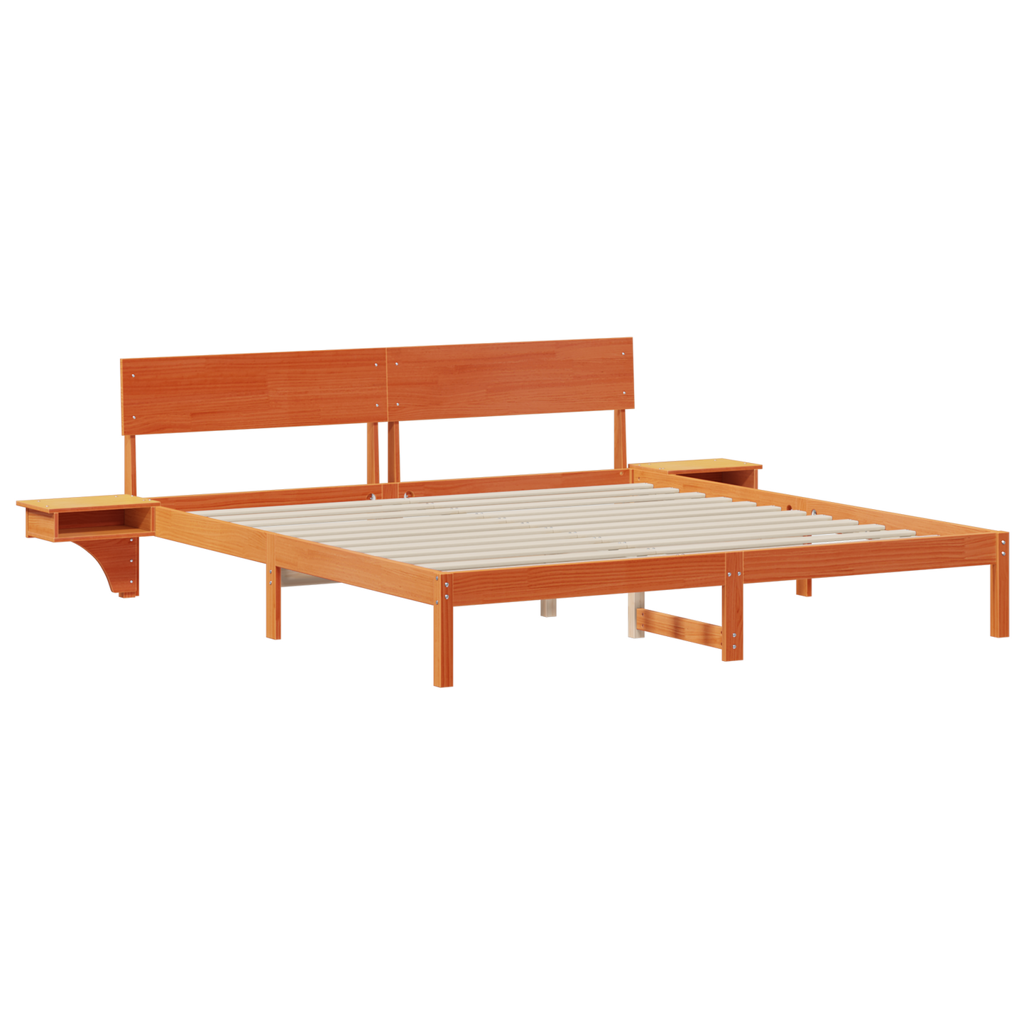 Sengestamme med hodegjerde Vokset Brun 200 x 200 cm Massiv furu