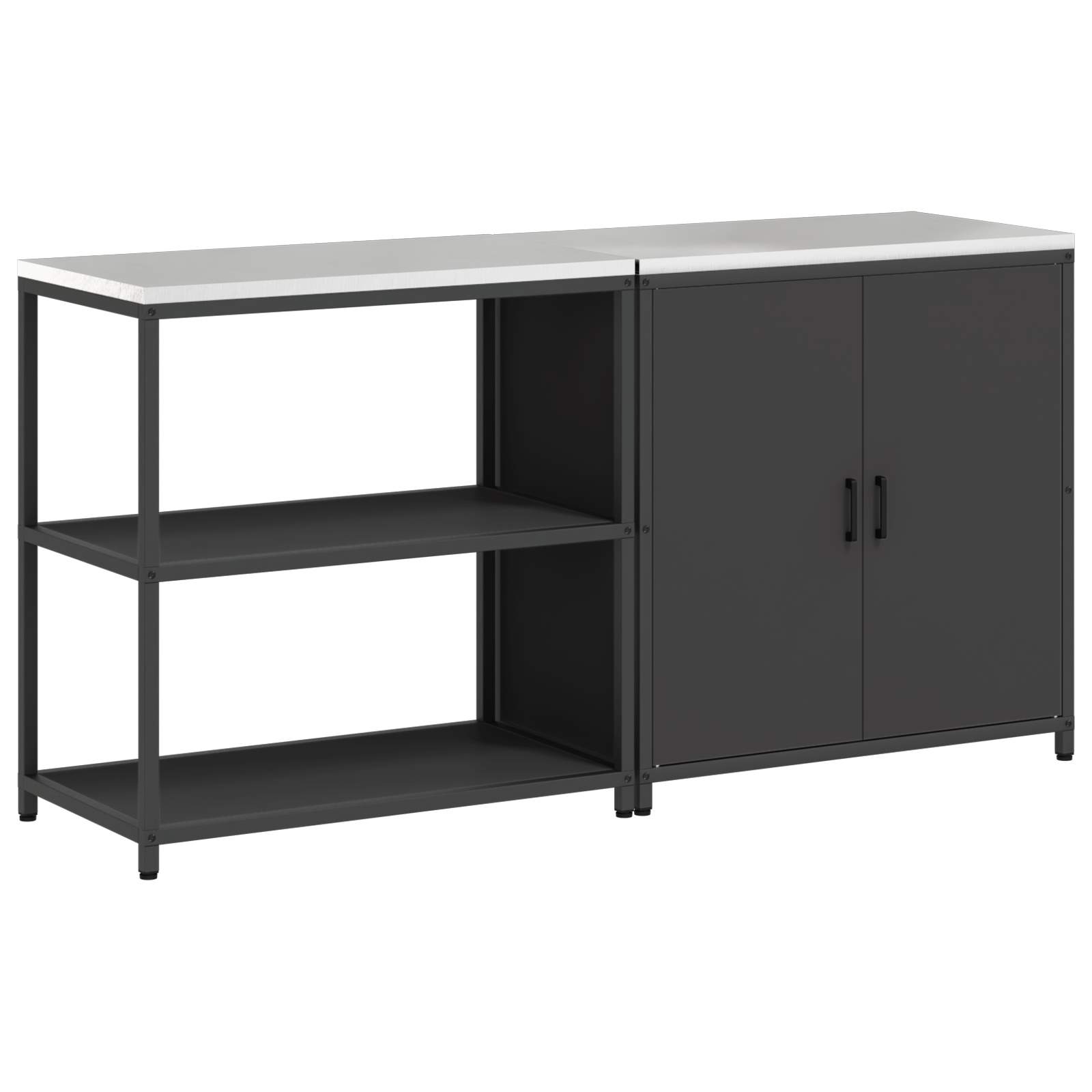 Kjøkkenoppbevaringssett med hylle 2 pcs Svart 180 x 50 x 92 cm