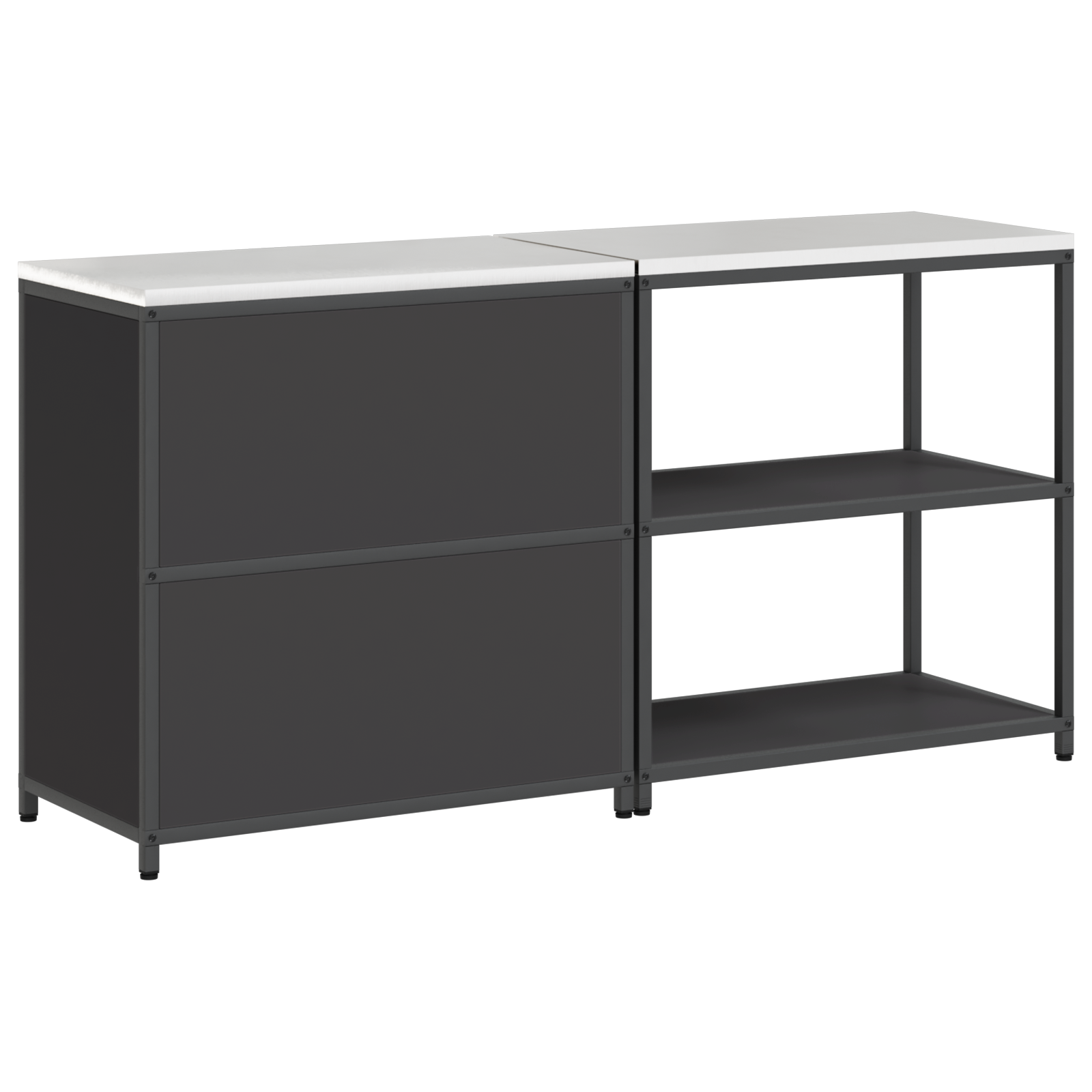 Kjøkkenoppbevaringssett med hylle 2 pcs Svart 180 x 50 x 92 cm