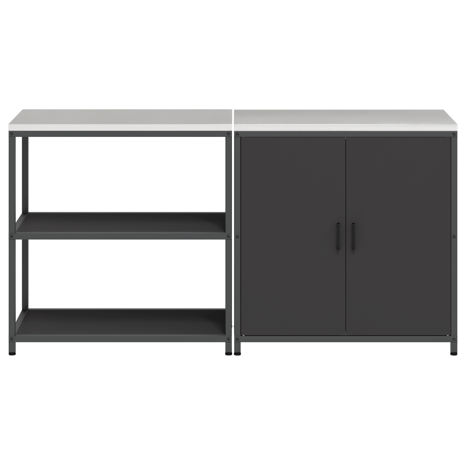 Kjøkkenoppbevaringssett med hylle 2 pcs Svart 180 x 50 x 92 cm