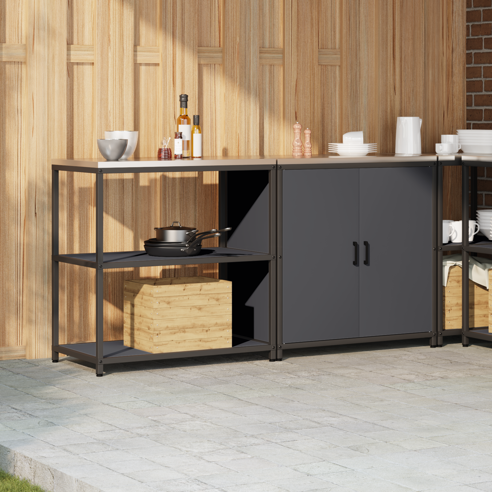 Kjøkkenoppbevaringssett 2 pcs Antrasitt 180 x 50 x 92 cm