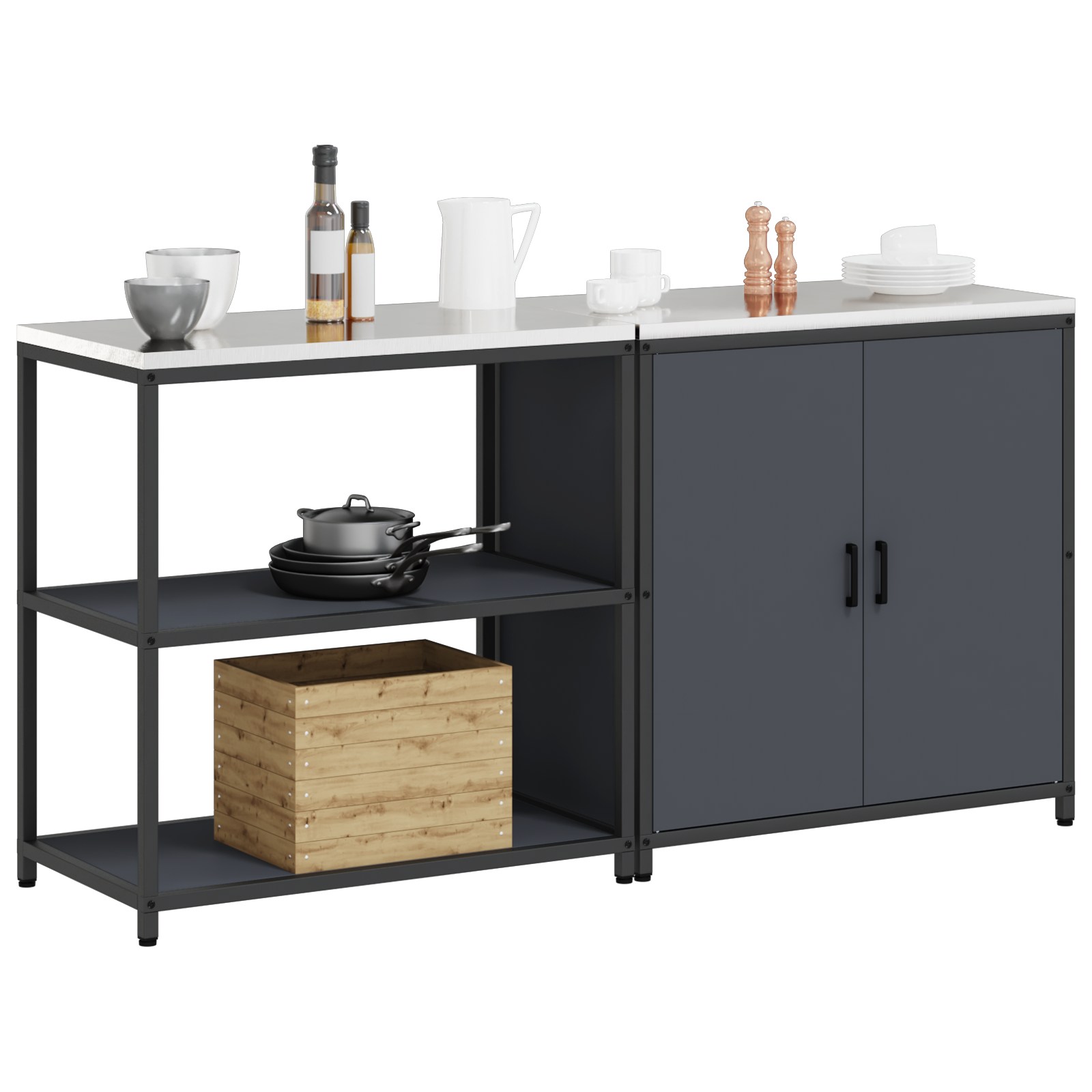 Kjøkkenoppbevaringssett 2 pcs Antrasitt 180 x 50 x 92 cm