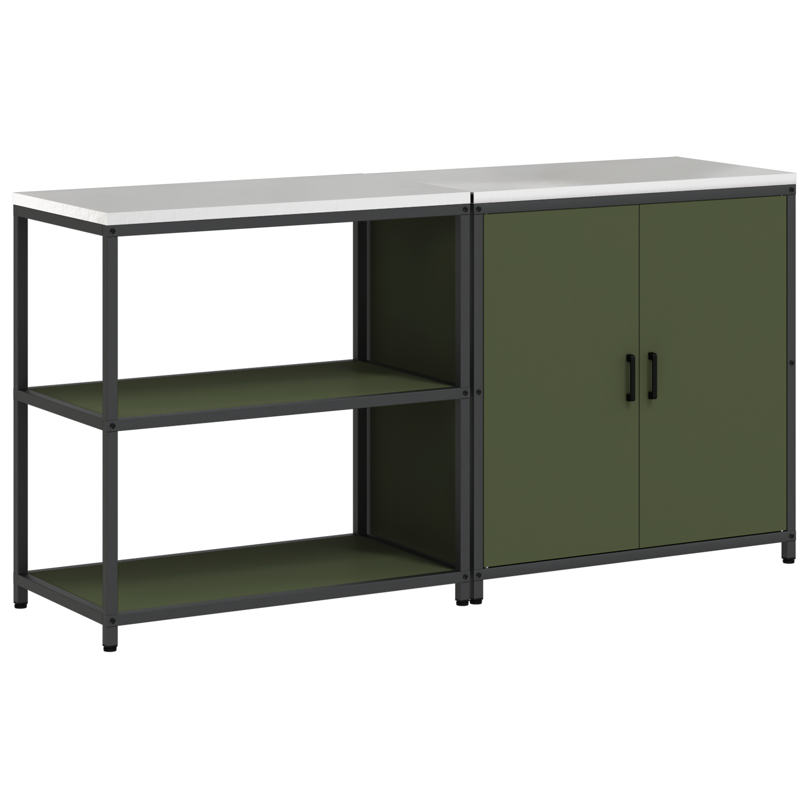 Kjøkkenoppbevaringssett 2 pcs Olivengrønn 180 x 50 x 92 cm