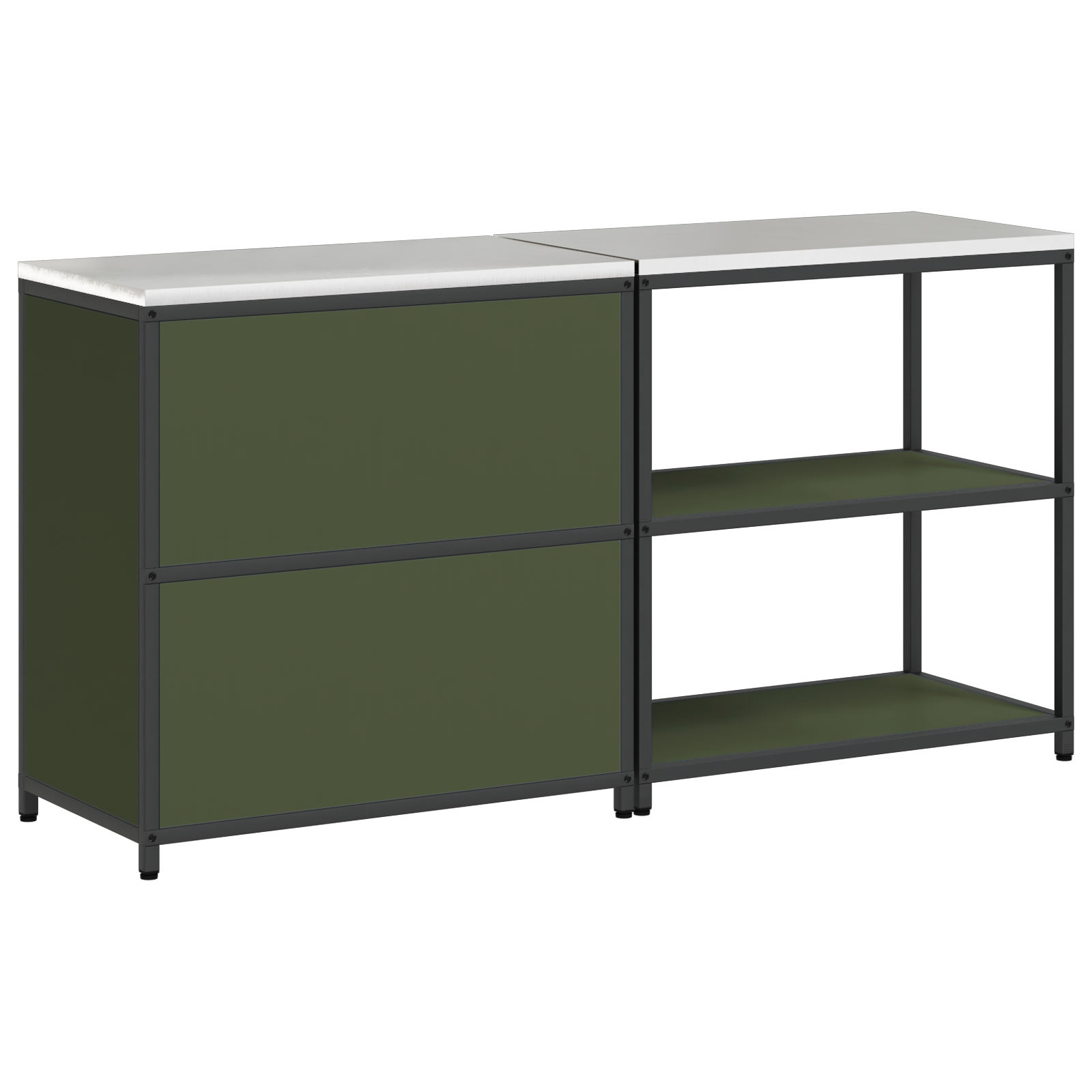 Kjøkkenoppbevaringssett 2 pcs Olivengrønn 180 x 50 x 92 cm