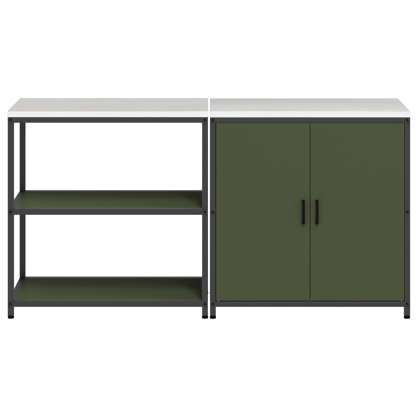 Kjøkkenoppbevaringssett 2 pcs Olivengrønn 180 x 50 x 92 cm