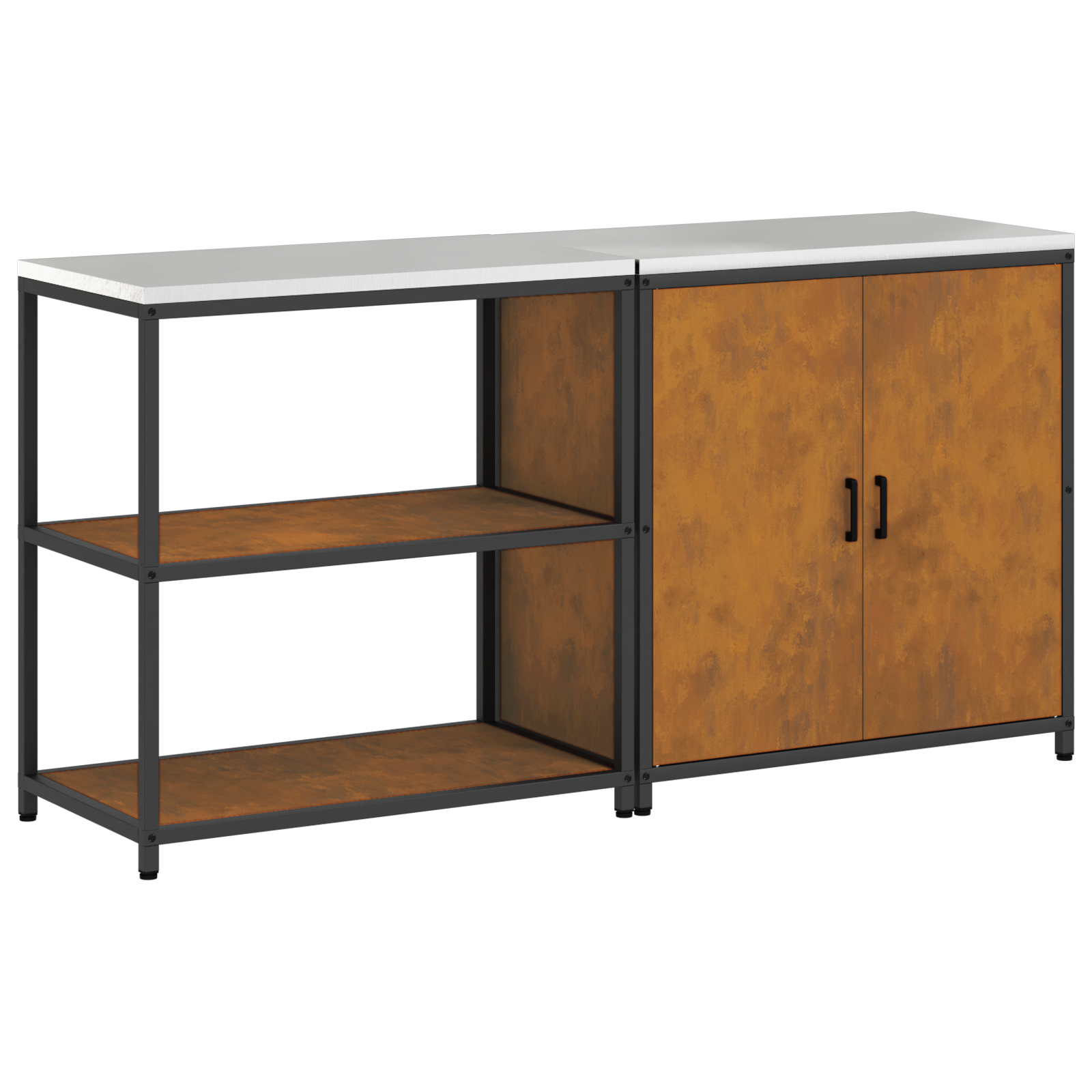 Kjøkkenoppbevaringssett med hylle 2 pcs Rusten 180 x 50 x 92 cm