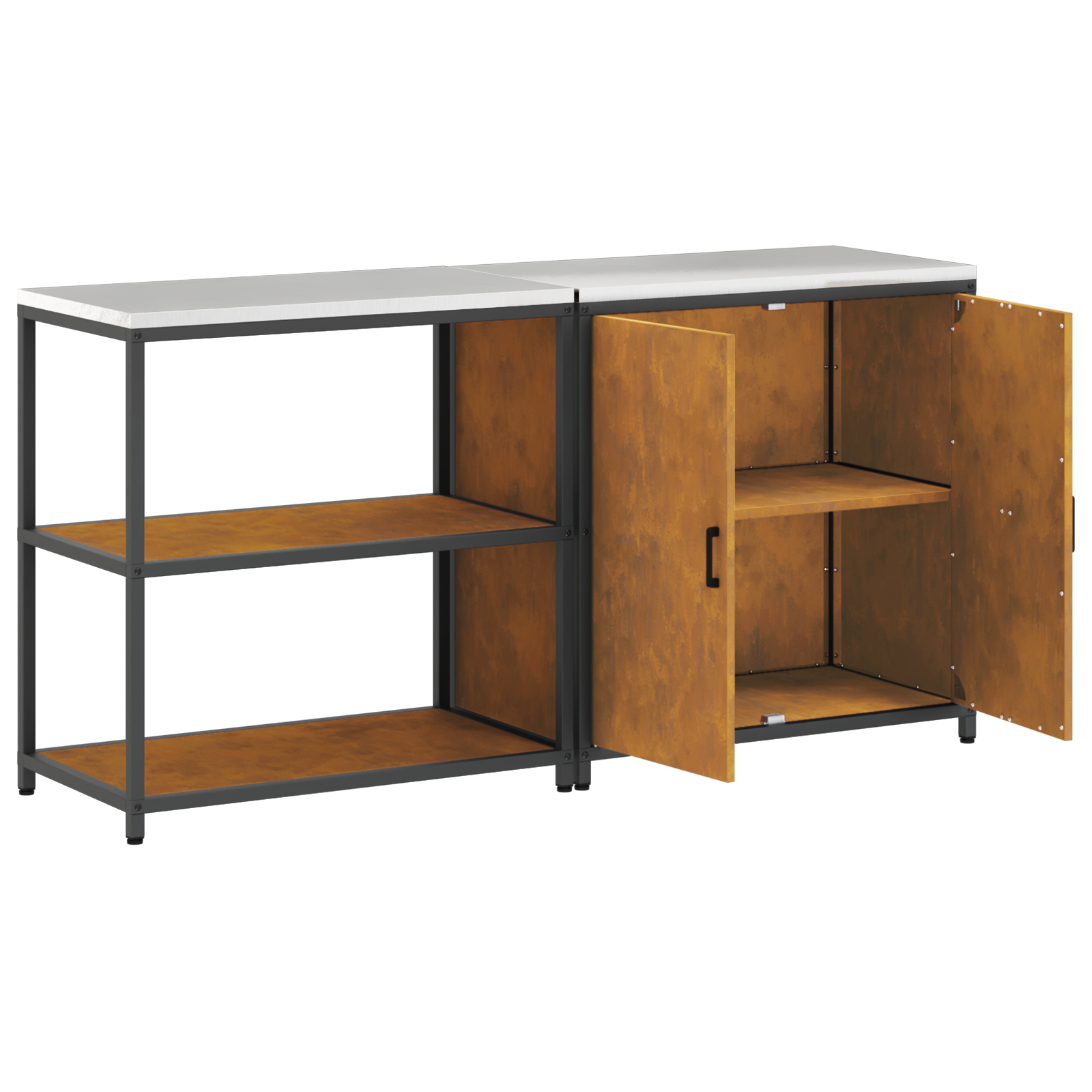 Kjøkkenoppbevaringssett med hylle 2 pcs Rusten 180 x 50 x 92 cm