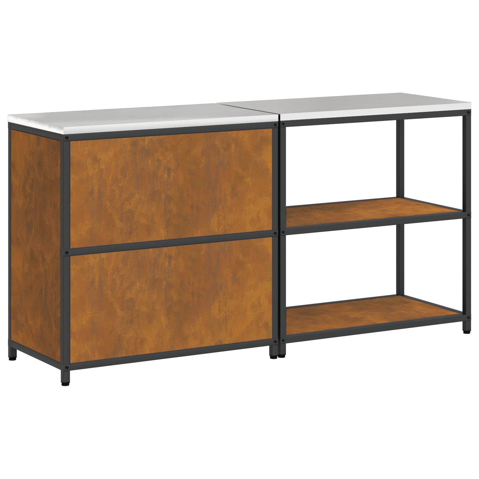Kjøkkenoppbevaringssett med hylle 2 pcs Rusten 180 x 50 x 92 cm