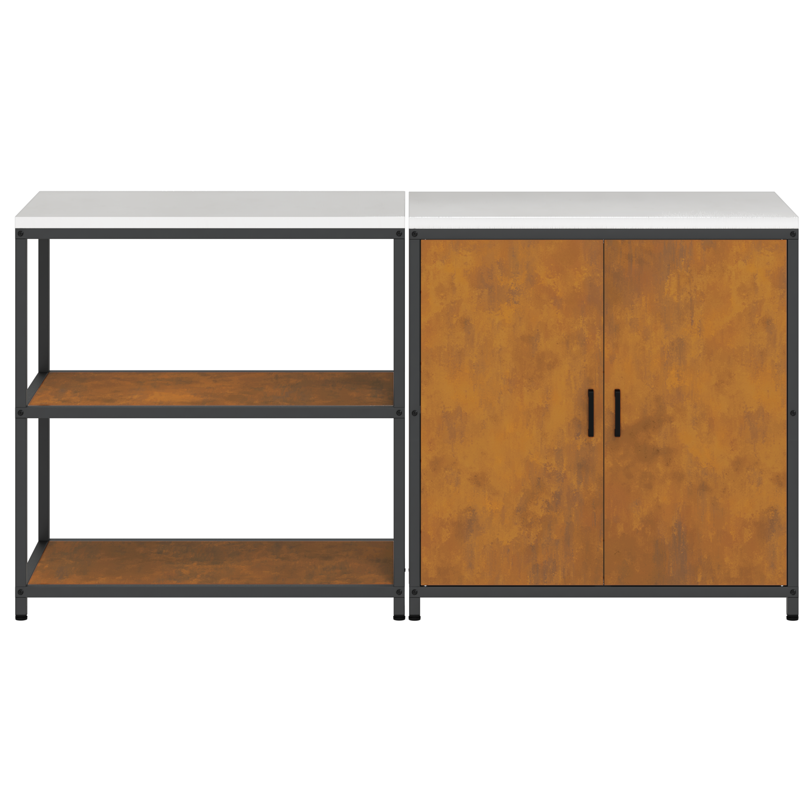 Kjøkkenoppbevaringssett med hylle 2 pcs Rusten 180 x 50 x 92 cm