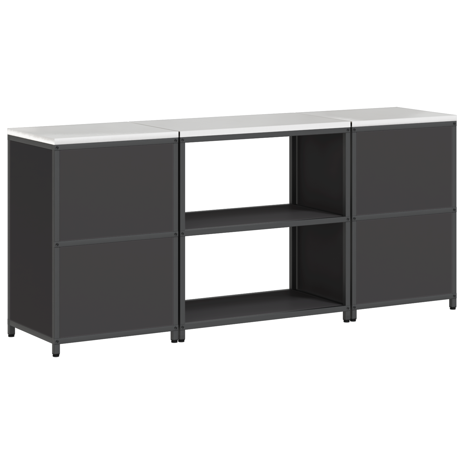 Kjøkkenoppbevaringssett med hylle 3 pcs Svart 210 x 50 x 92 cm