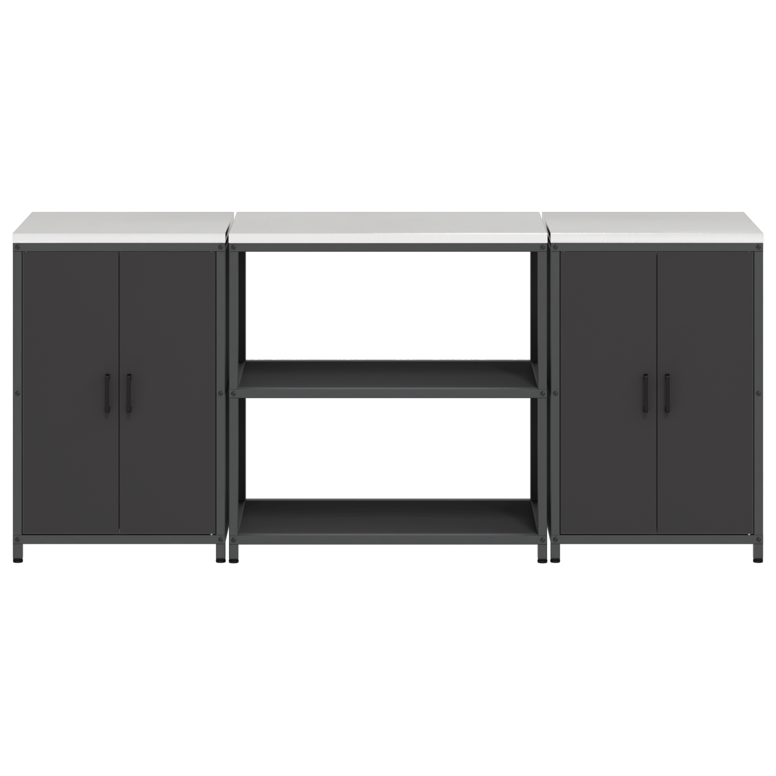 Kjøkkenoppbevaringssett med hylle 3 pcs Svart 210 x 50 x 92 cm