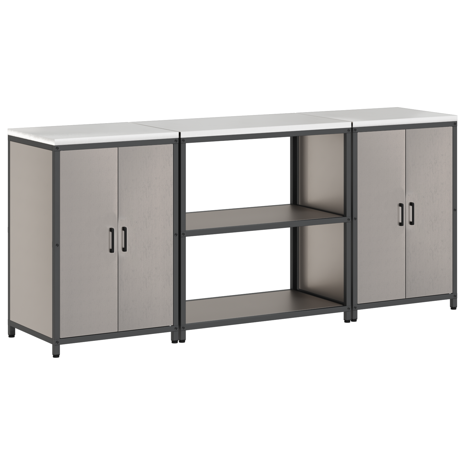 Kjøkkenoppbevaringssett med hylle 3 pcs Rusten 210 x 50 x 92 cm