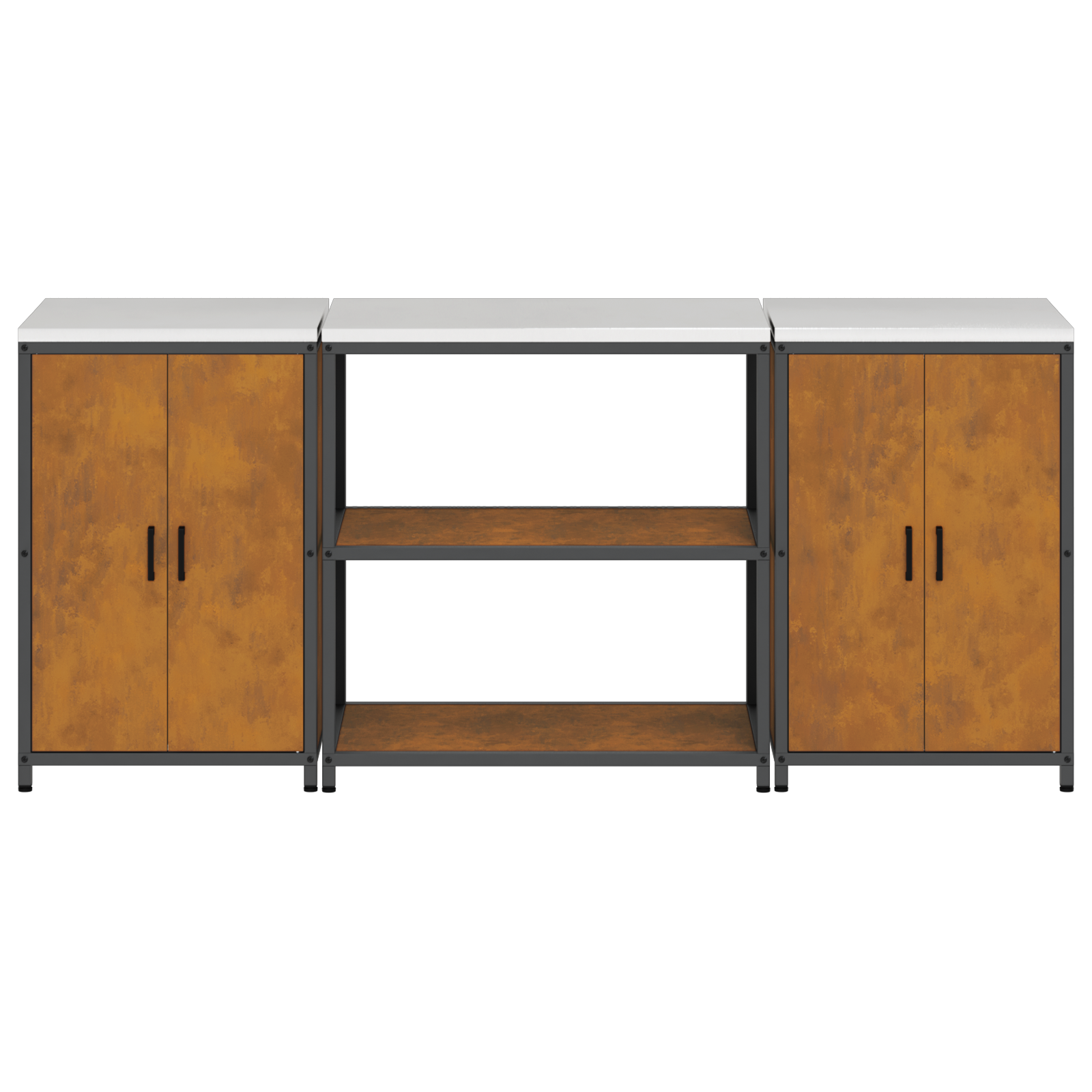 Kjøkkenoppbevaringssett med hylle 3 pcs Rusten 210 x 50 x 92 cm