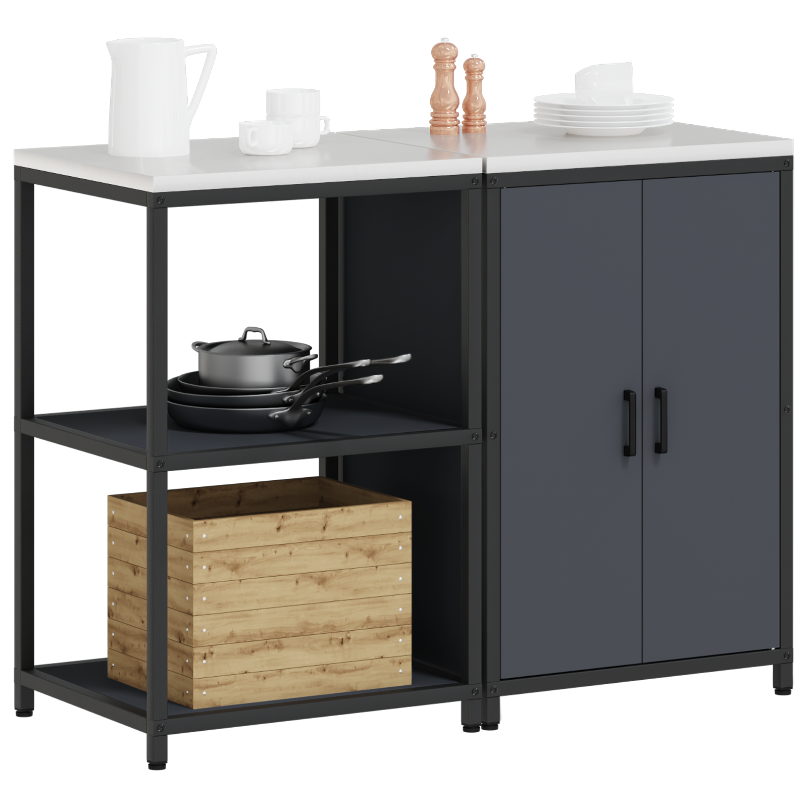 Kjøkkenoppbevaringssett 2 pcs Antrasitt 120 x 50 x 92 cm