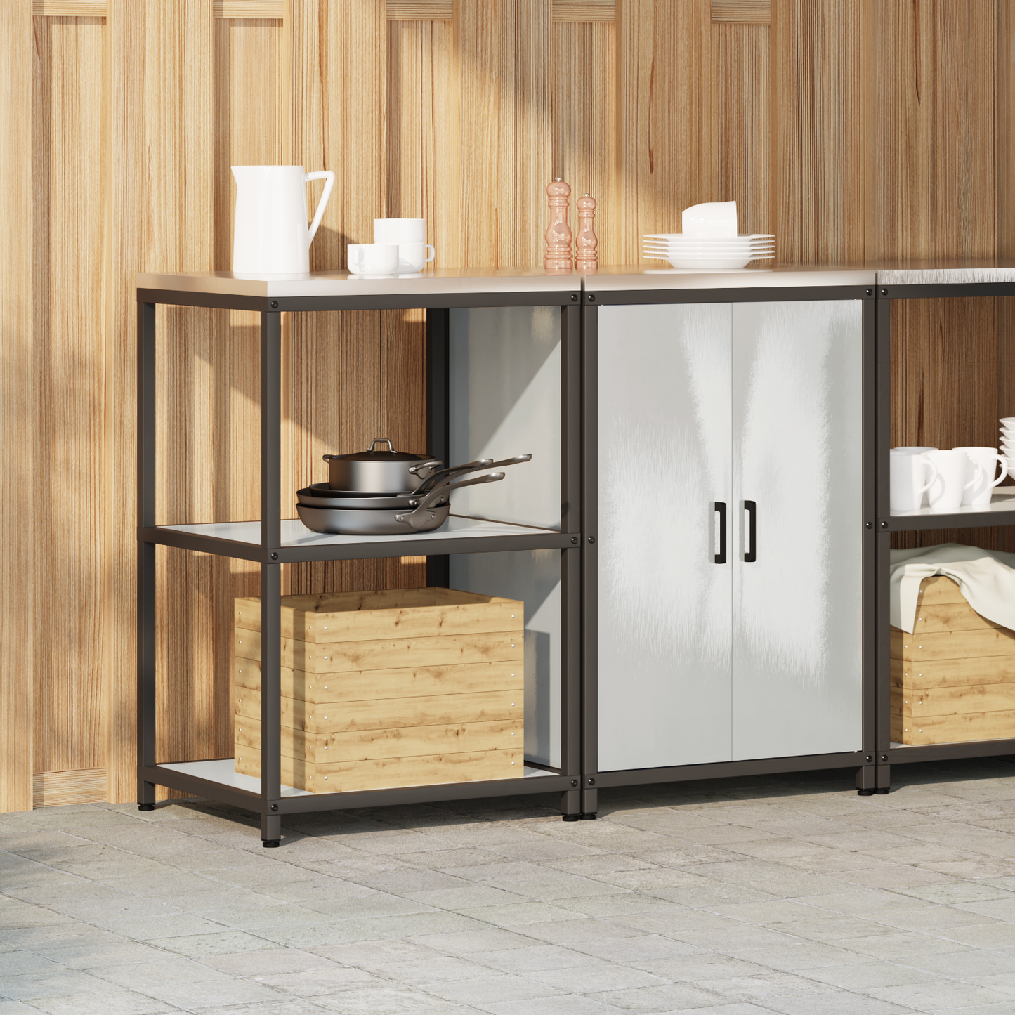 Kjøkkenoppbevaringssett HATTEM 2 pcs Sølv Rustfritt stål