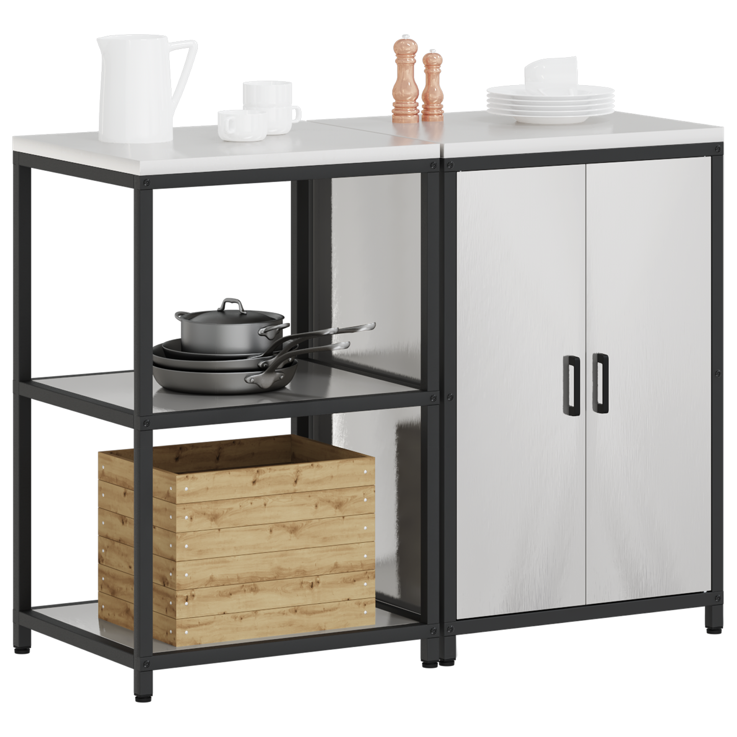 Kjøkkenoppbevaringssett HATTEM 2 pcs Sølv Rustfritt stål