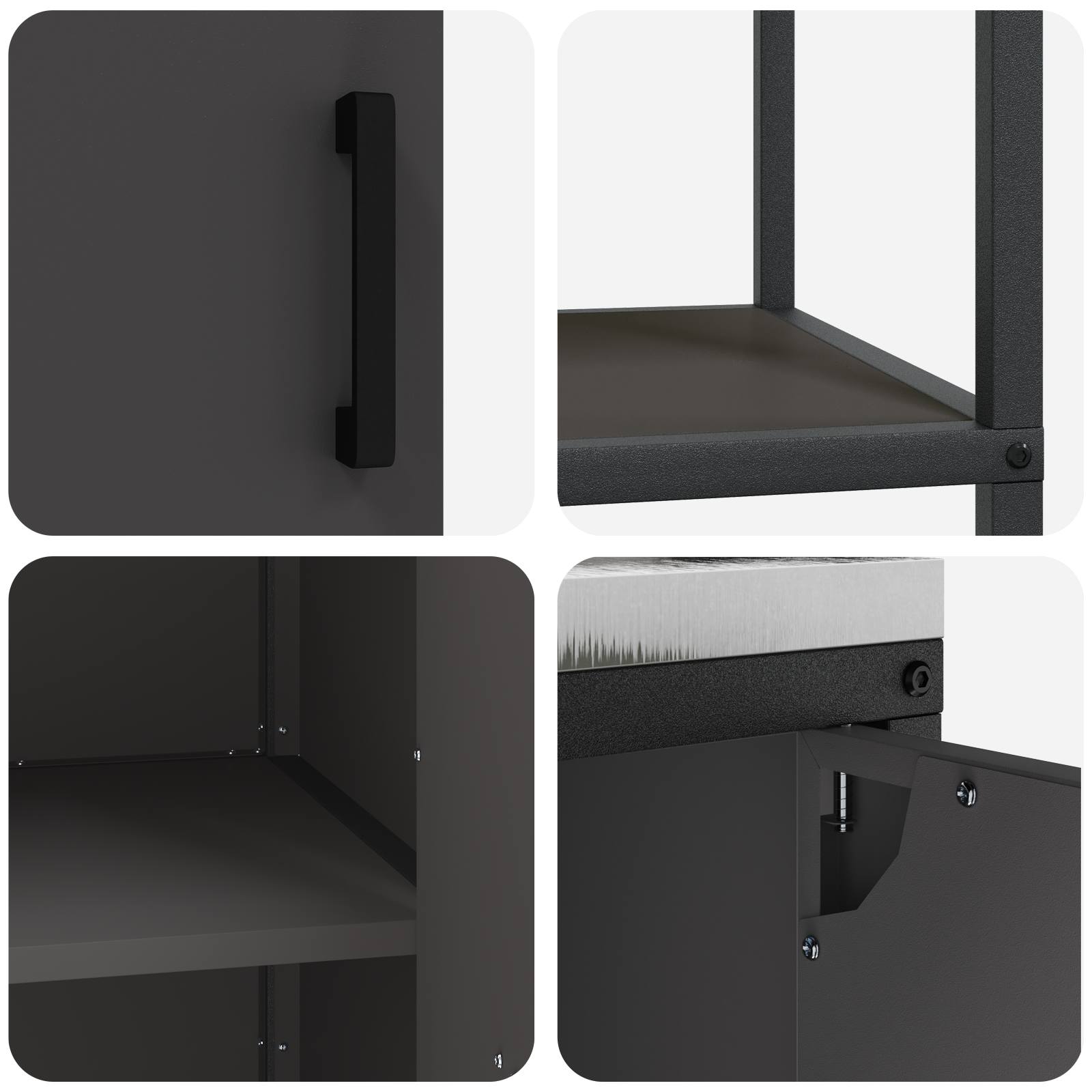 Kjøkkenoppbevaringssett med hylle 3 pcs Svart 180 x 50 x 92 cm