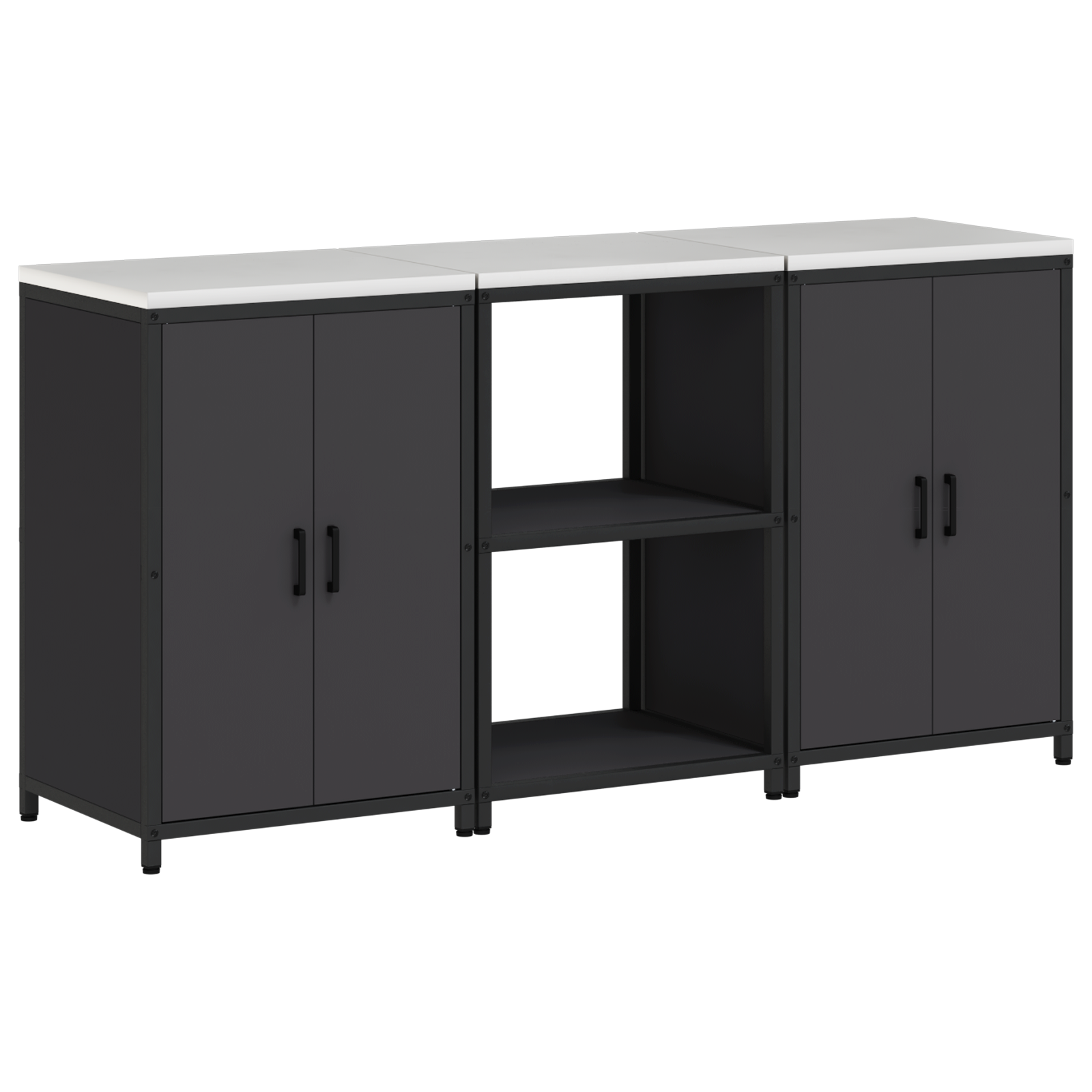 Kjøkkenoppbevaringssett med hylle 3 pcs Svart 180 x 50 x 92 cm