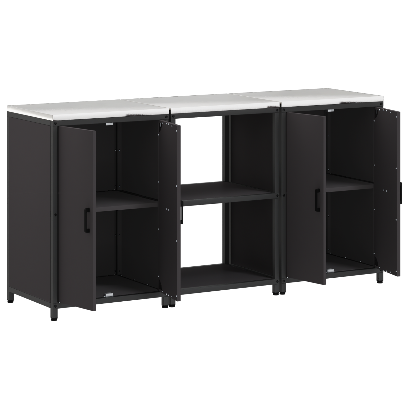 Kjøkkenoppbevaringssett med hylle 3 pcs Svart 180 x 50 x 92 cm