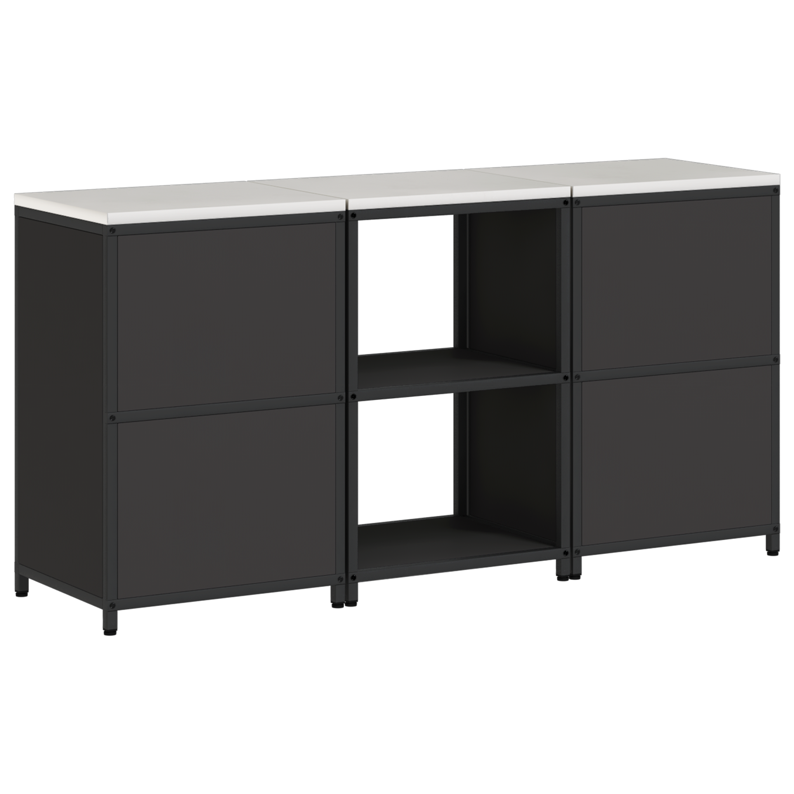 Kjøkkenoppbevaringssett med hylle 3 pcs Svart 180 x 50 x 92 cm
