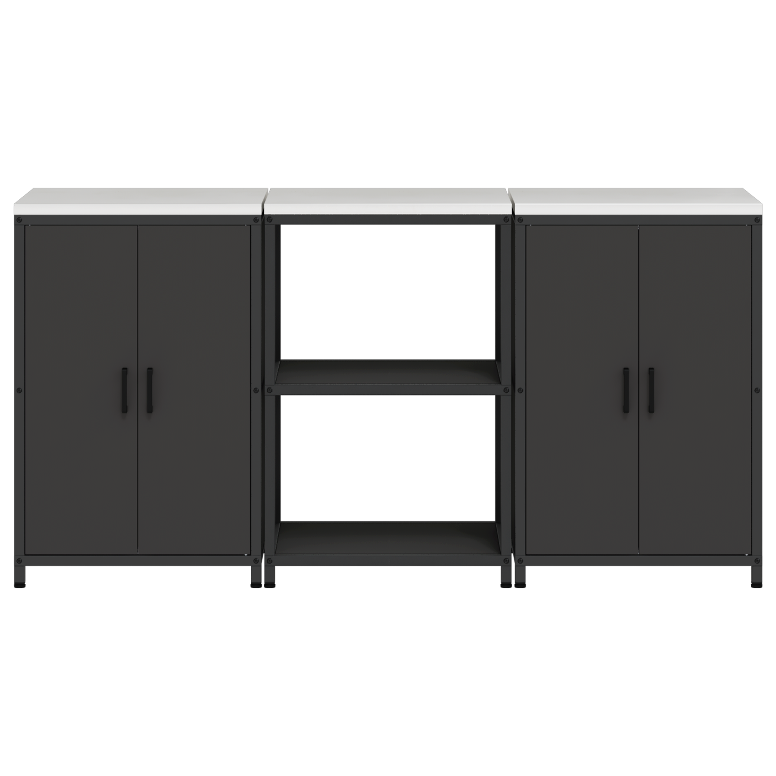 Kjøkkenoppbevaringssett med hylle 3 pcs Svart 180 x 50 x 92 cm