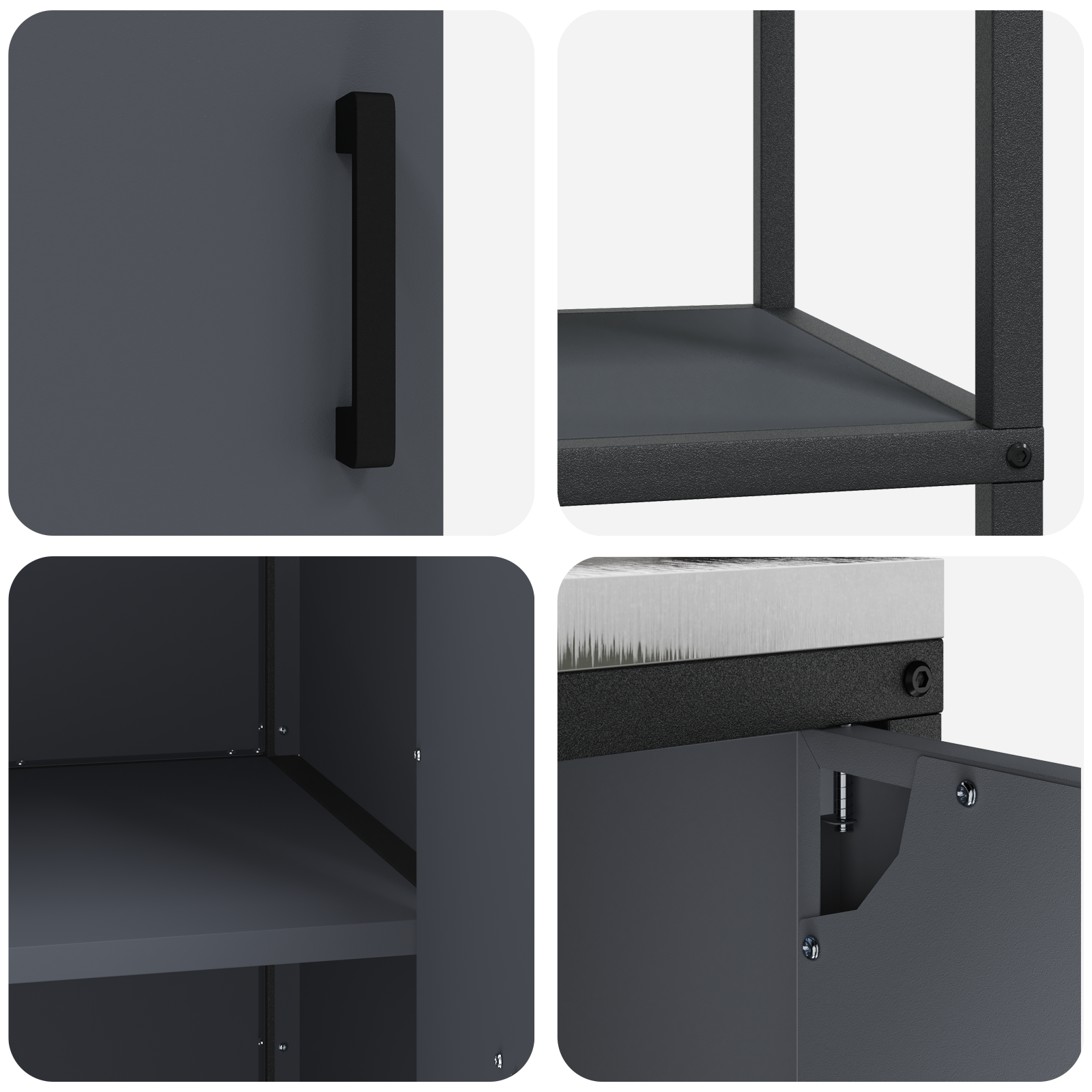 Kjøkkenoppbevaringssett 3 pcs Antrasitt 180 x 50 x 92 cm