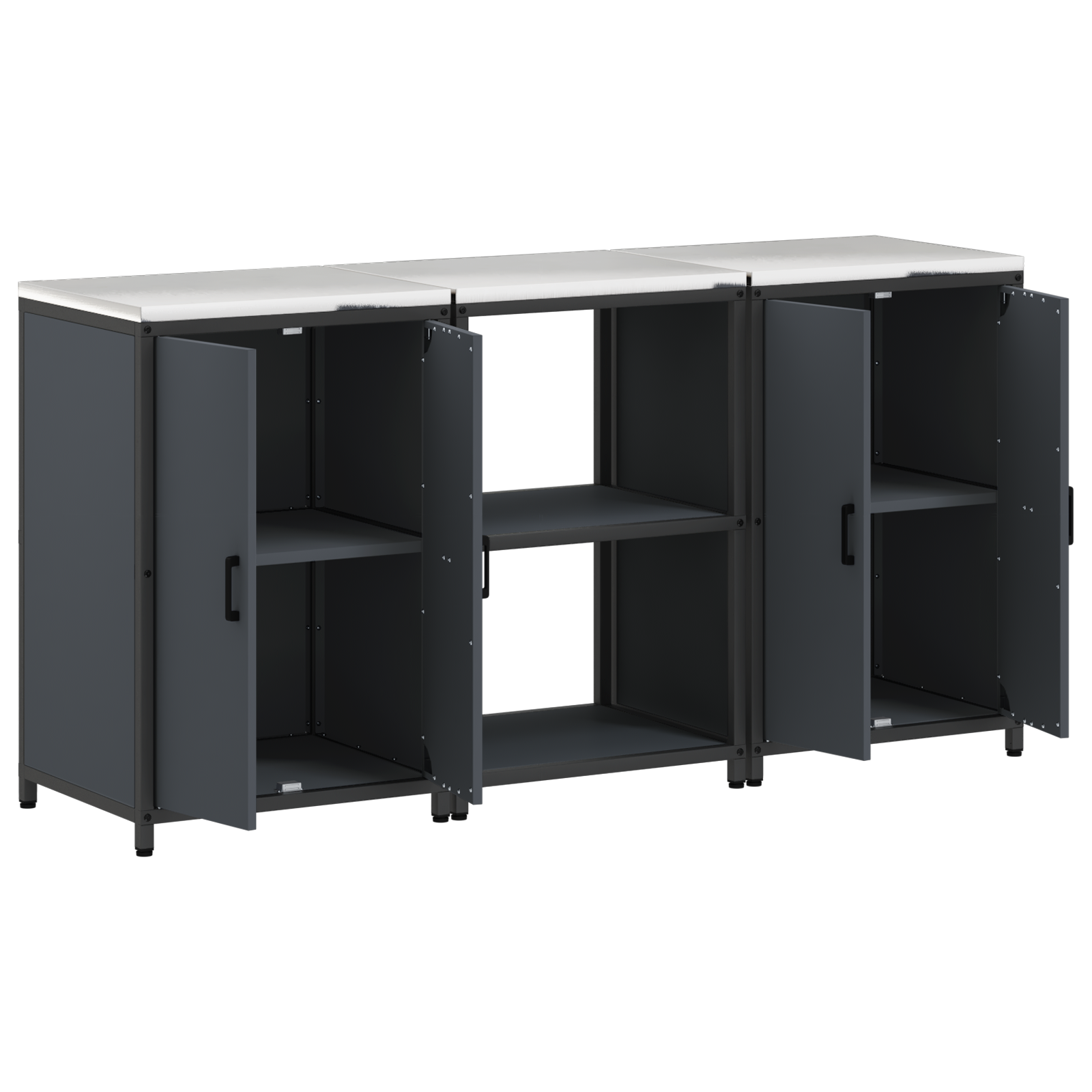 Kjøkkenoppbevaringssett 3 pcs Antrasitt 180 x 50 x 92 cm
