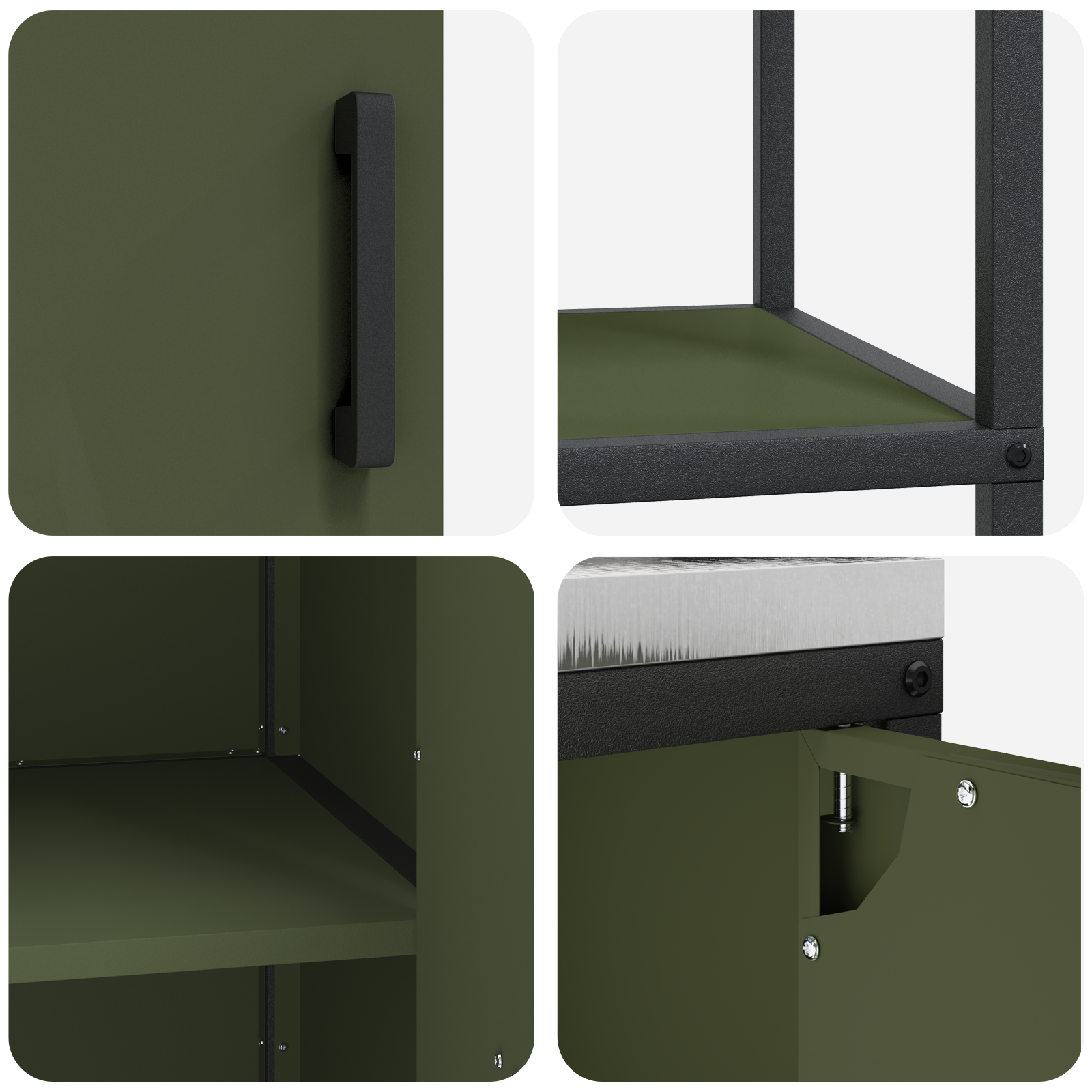 Kjøkkenoppbevaringssett 3 pcs Olivengrønn 180 x 50 x 92 cm