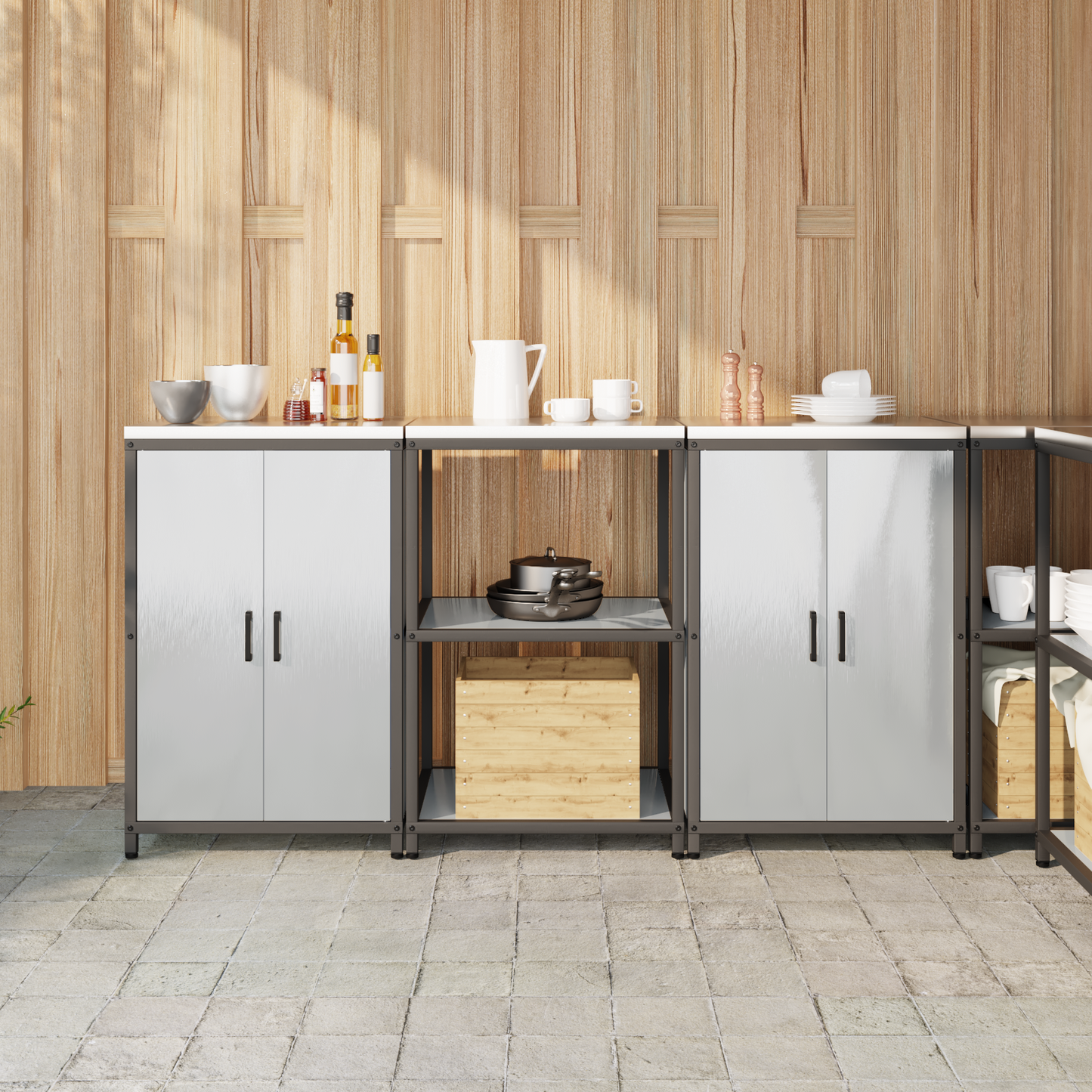 Kjøkkenoppbevaringssett HATTEM 3 pcs Sølv Rustfritt stål