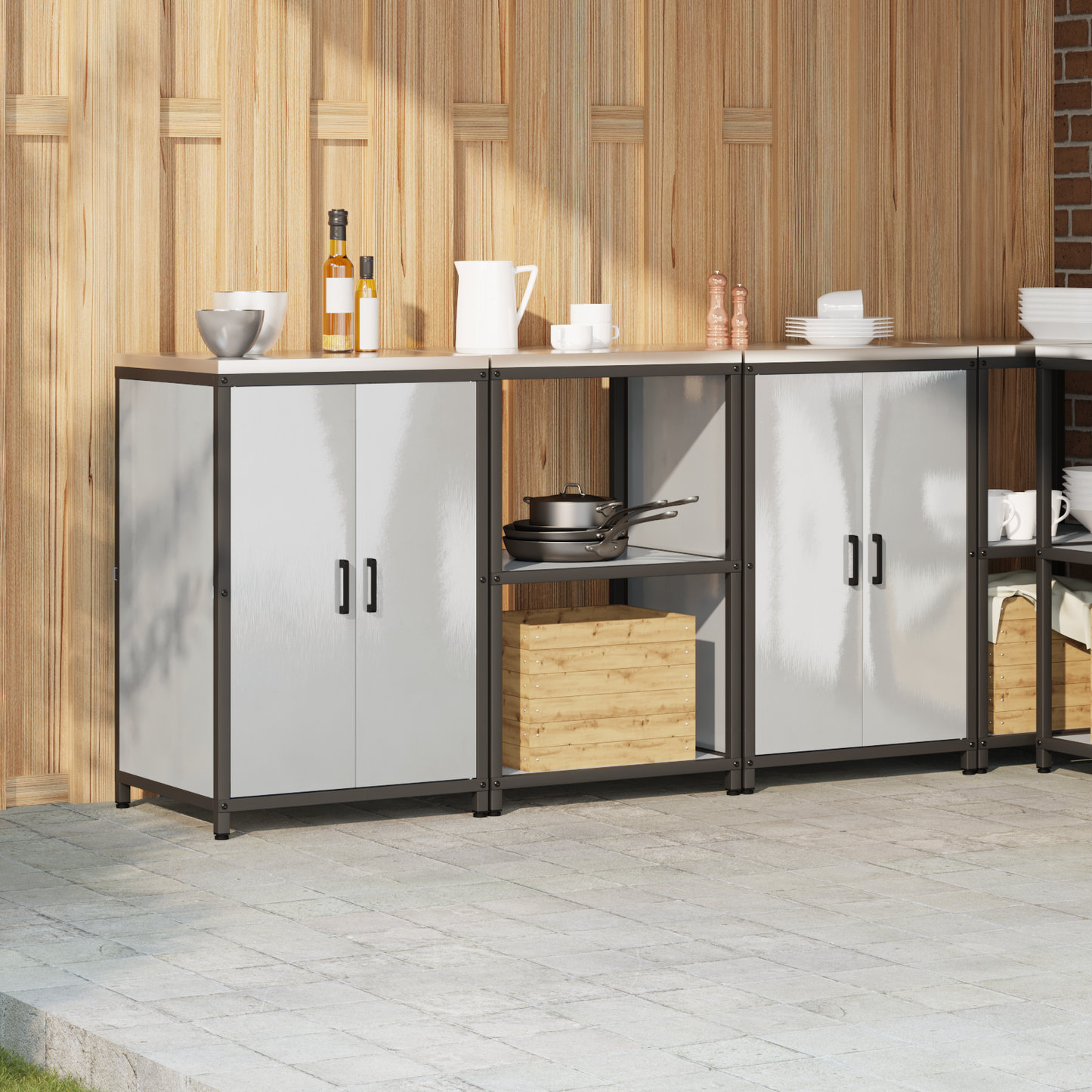 Kjøkkenoppbevaringssett HATTEM 3 pcs Sølv Rustfritt stål