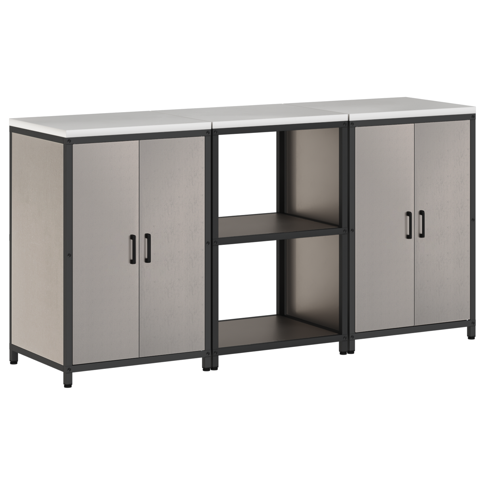 Kjøkkenoppbevaringssett med hylle 3 pcs Rusten 180 x 50 x 92 cm