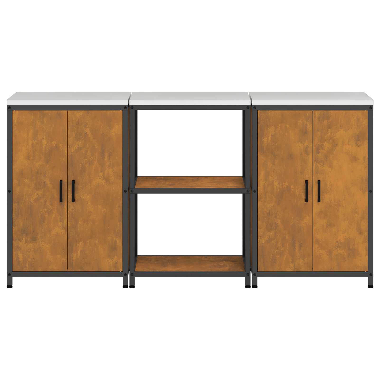 Kjøkkenoppbevaringssett med hylle 3 pcs Rusten 180 x 50 x 92 cm